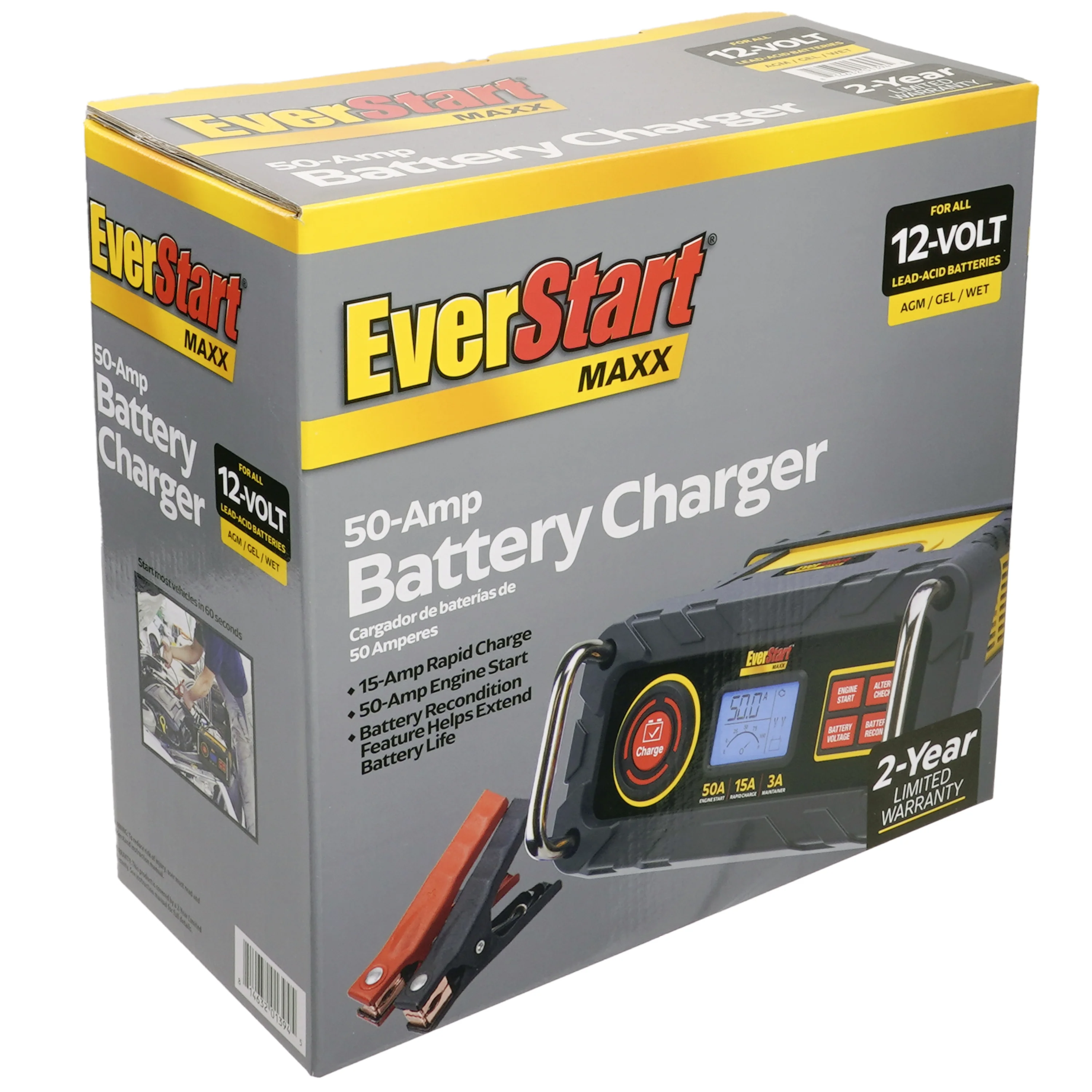 Everstart Maxx 15 Amp Automotive Battery Charger with 50 Amp Engine Start (BC50BE)-New - Inhomebuy