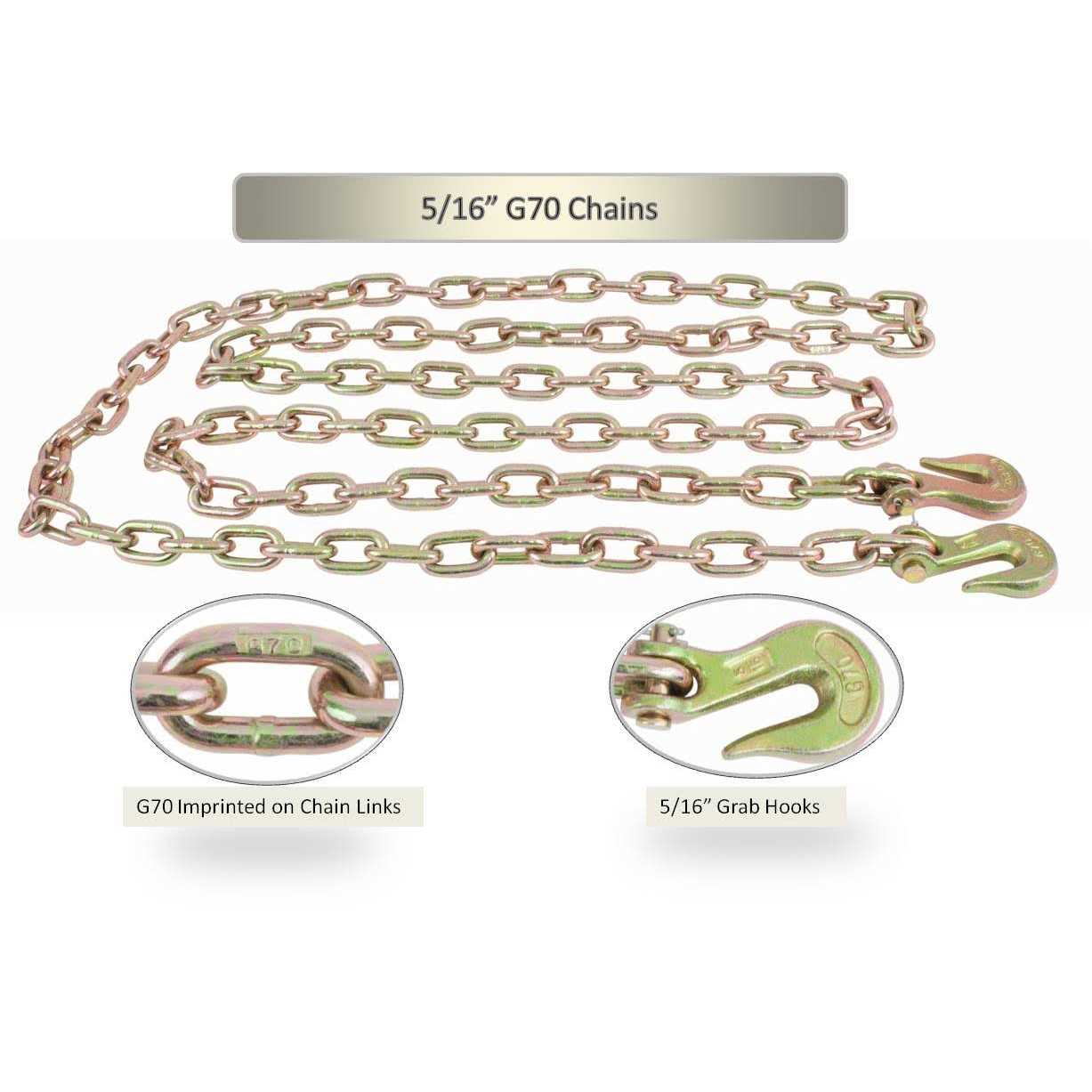 Mytee Products Grade 70 Binder Chain with Clevis Grab Hooks - Inhomebuy