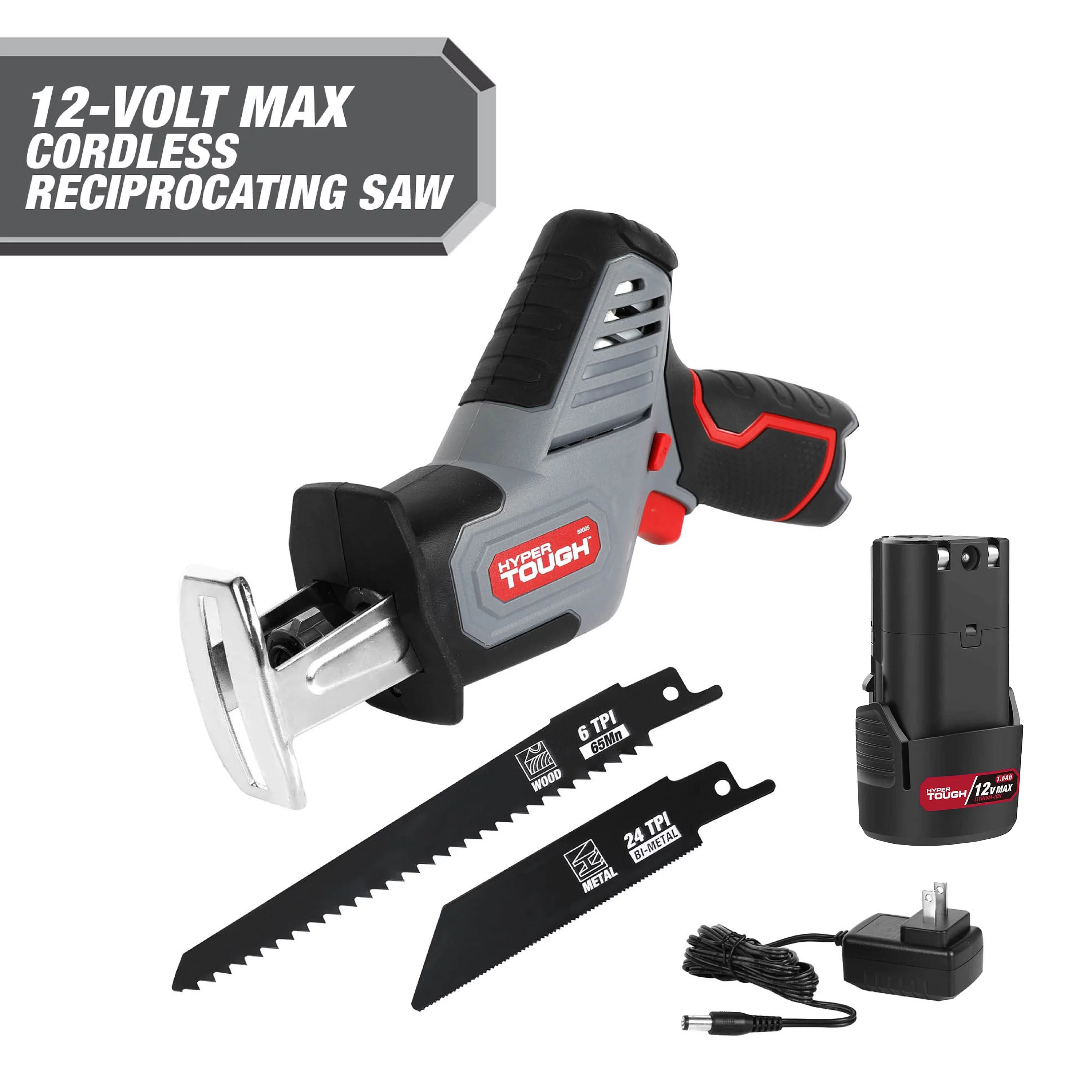 Hyper Tough 12V Max* Compact Reciprocating Saw with 1.5Ah Battery and Charger, and Hyper Tough 12V Max* 3-in-1 Multi-Head Power Drill Set with 1.5Ah Battery and Charger, Tool Bundle - Inhomebuy