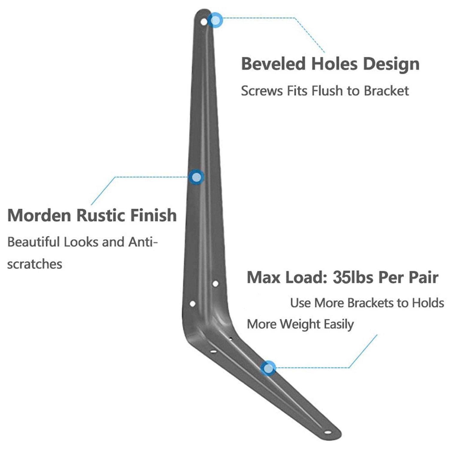 Wideskall Metal Wall Corner Angle Shelving Shelf Brackets - Inhomebuy