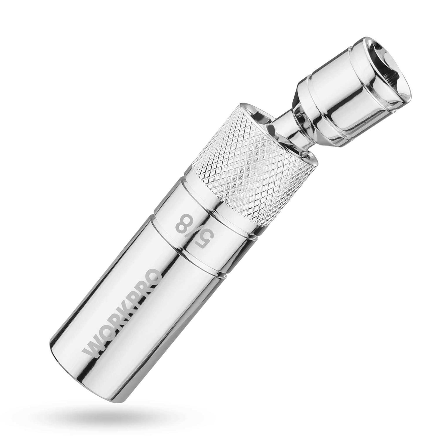WORKPRO Magnetic Swivel Spark Plug Socket 3/8 Drive x Total Length - Inhomebuy