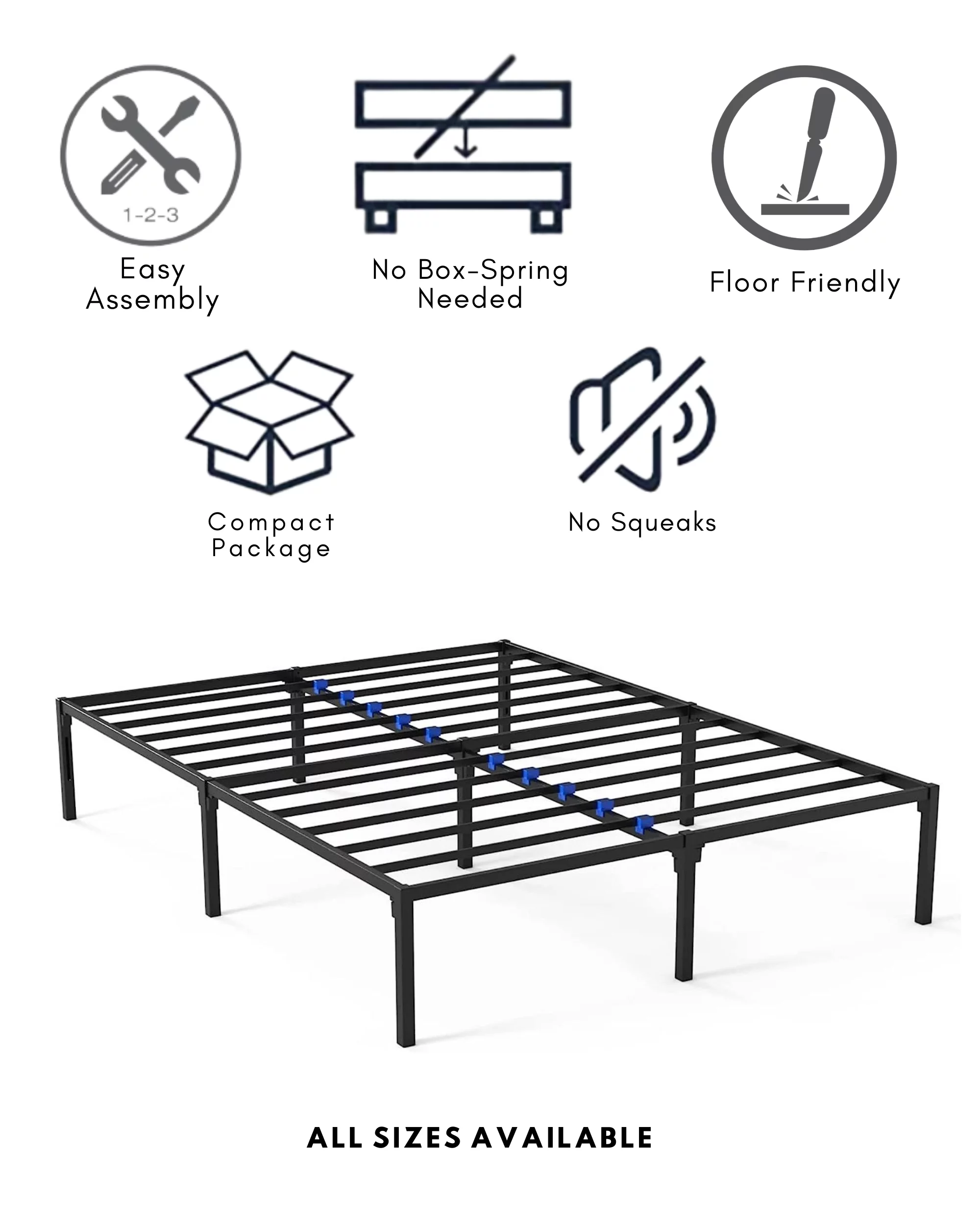 Twin XL Platform Bed Frame | Quiet & Sturdy | No Box Spring | 14
