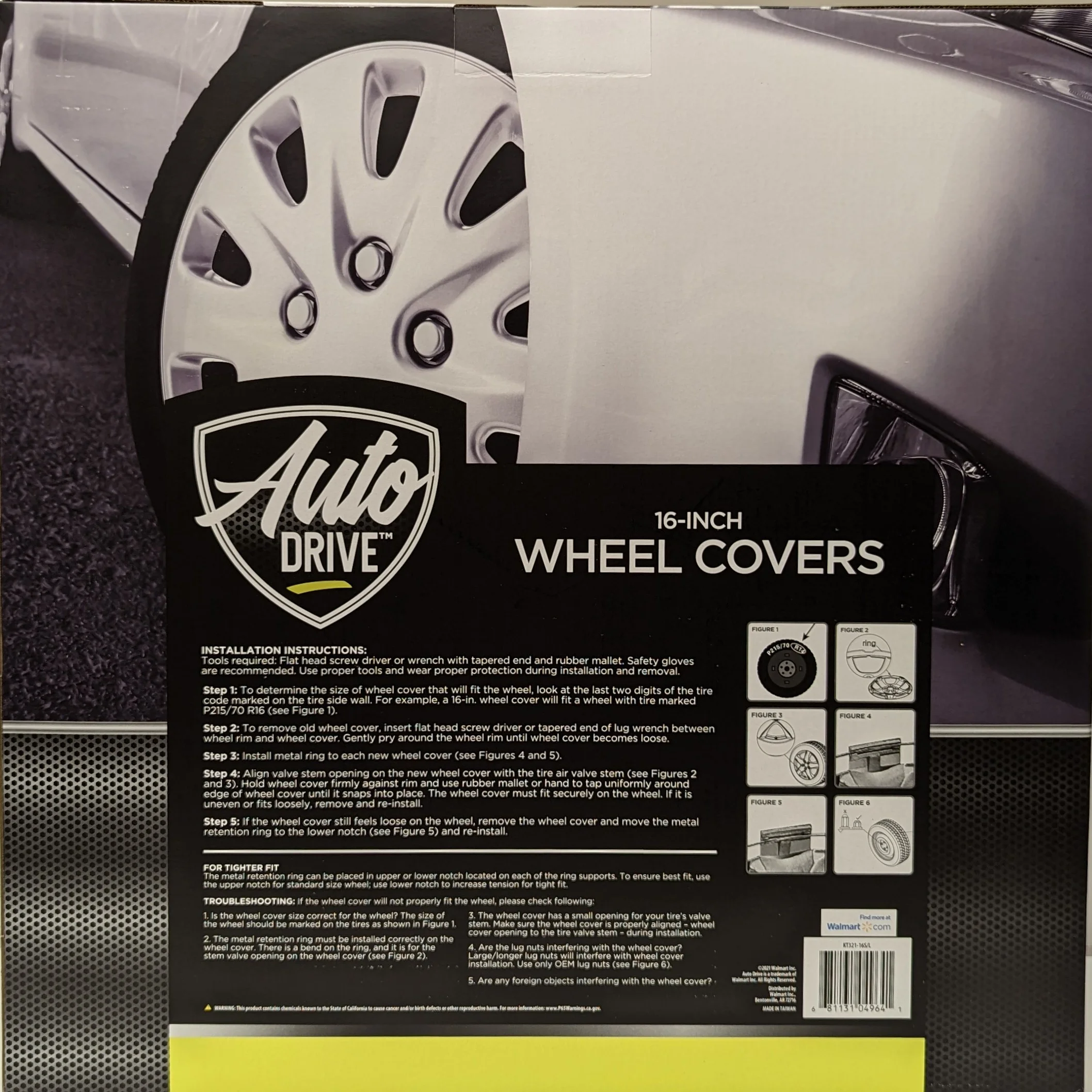 16-in Wheel Cover, Silver Alloy Finish, Auto Drive Brand, ABS Plastic Material, Mfg Part No. KT321-16SL - Inhomebuy