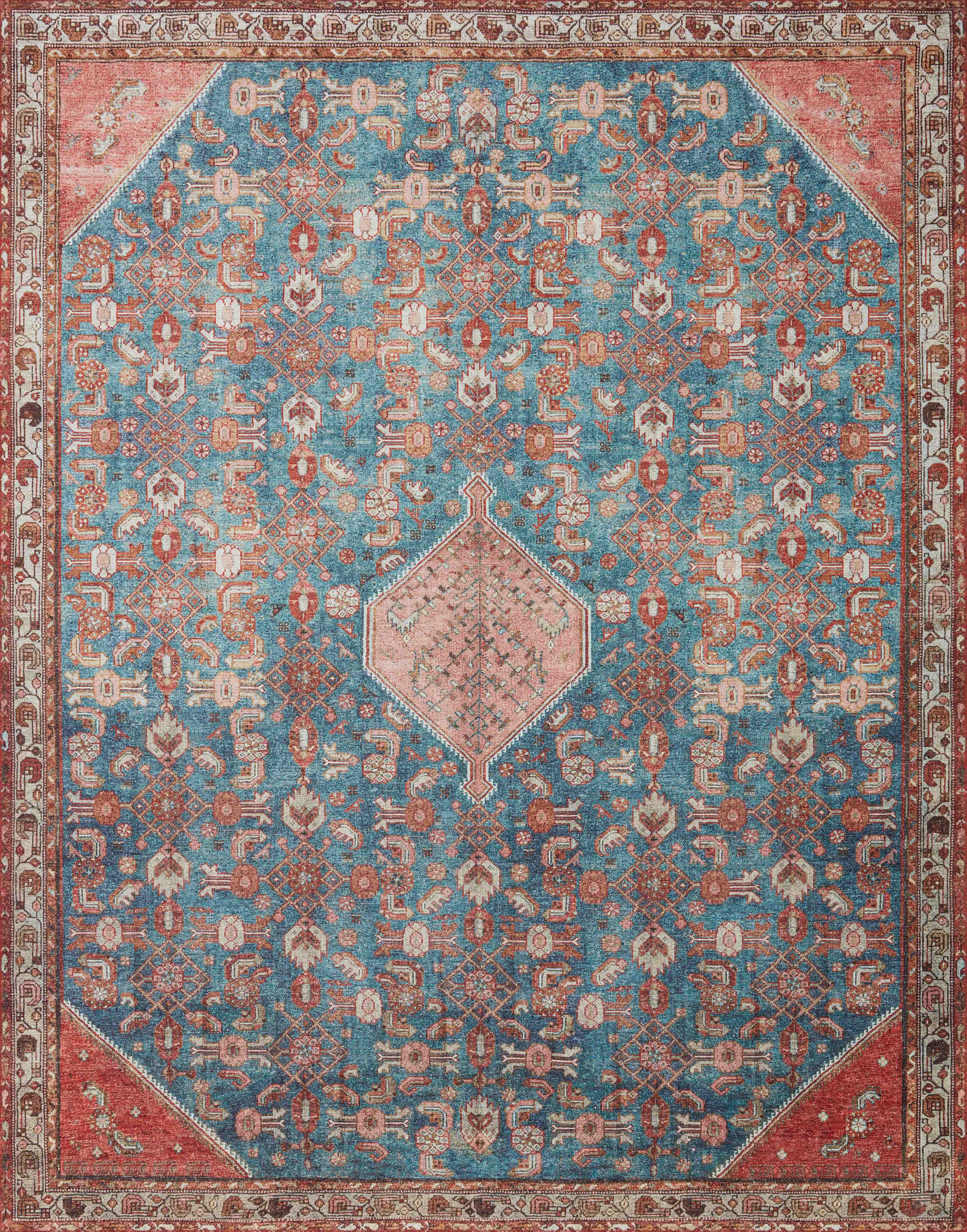 Loloi II Layla Collection Rug in Marine, Clay - 2.5' x 7'6