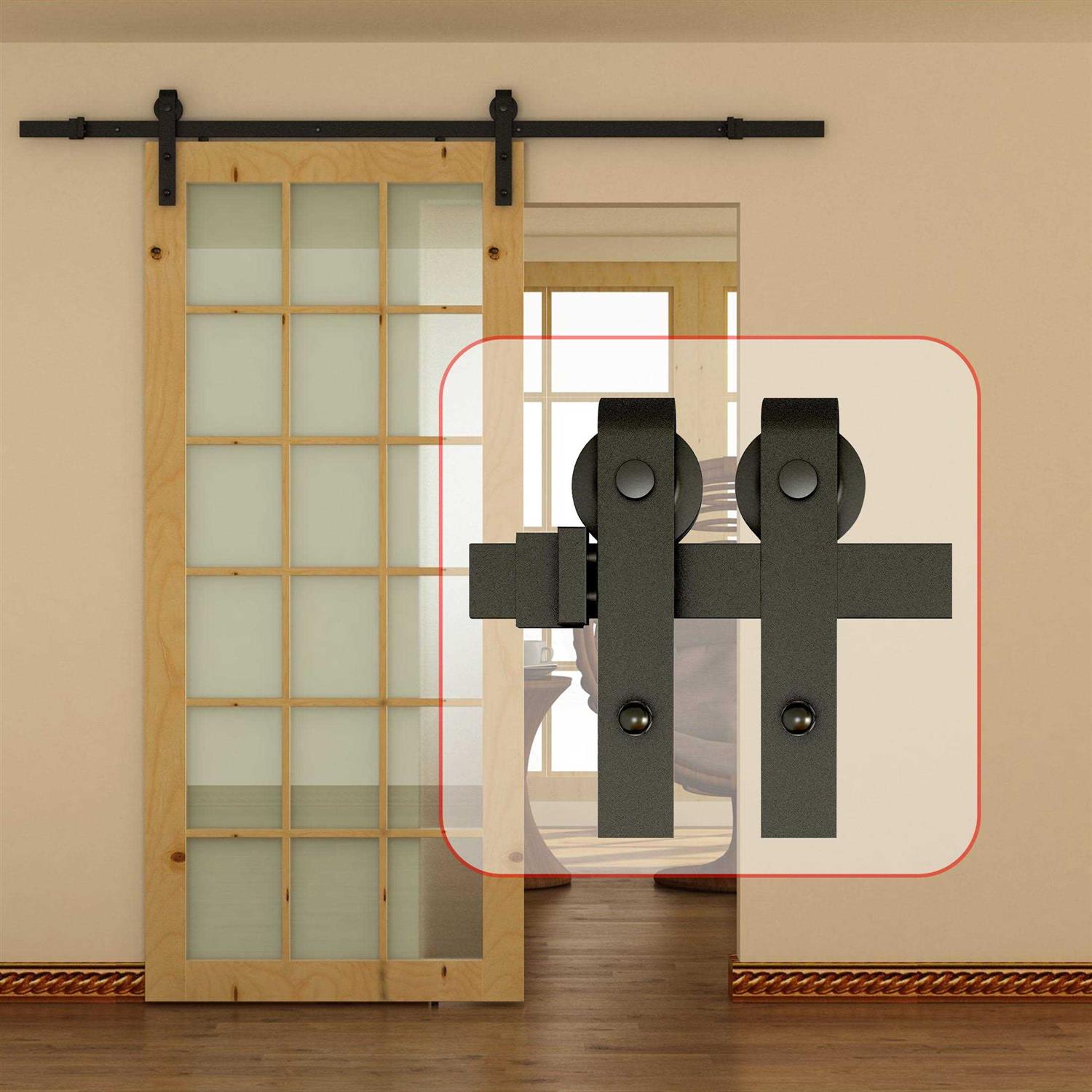 Wurth Flat-Tip Design Single-Door Sliding Track Barn Door Hardware Kit - Inhomebuy