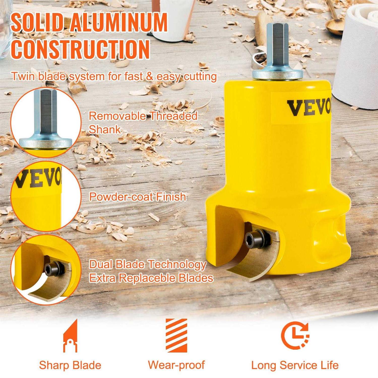 VEVOR Tenon Cutter 1/25.4mm & 1.5 2/50.8mm with Dual Curved Blades & Button Screws Home Master Kit - Inhomebuy