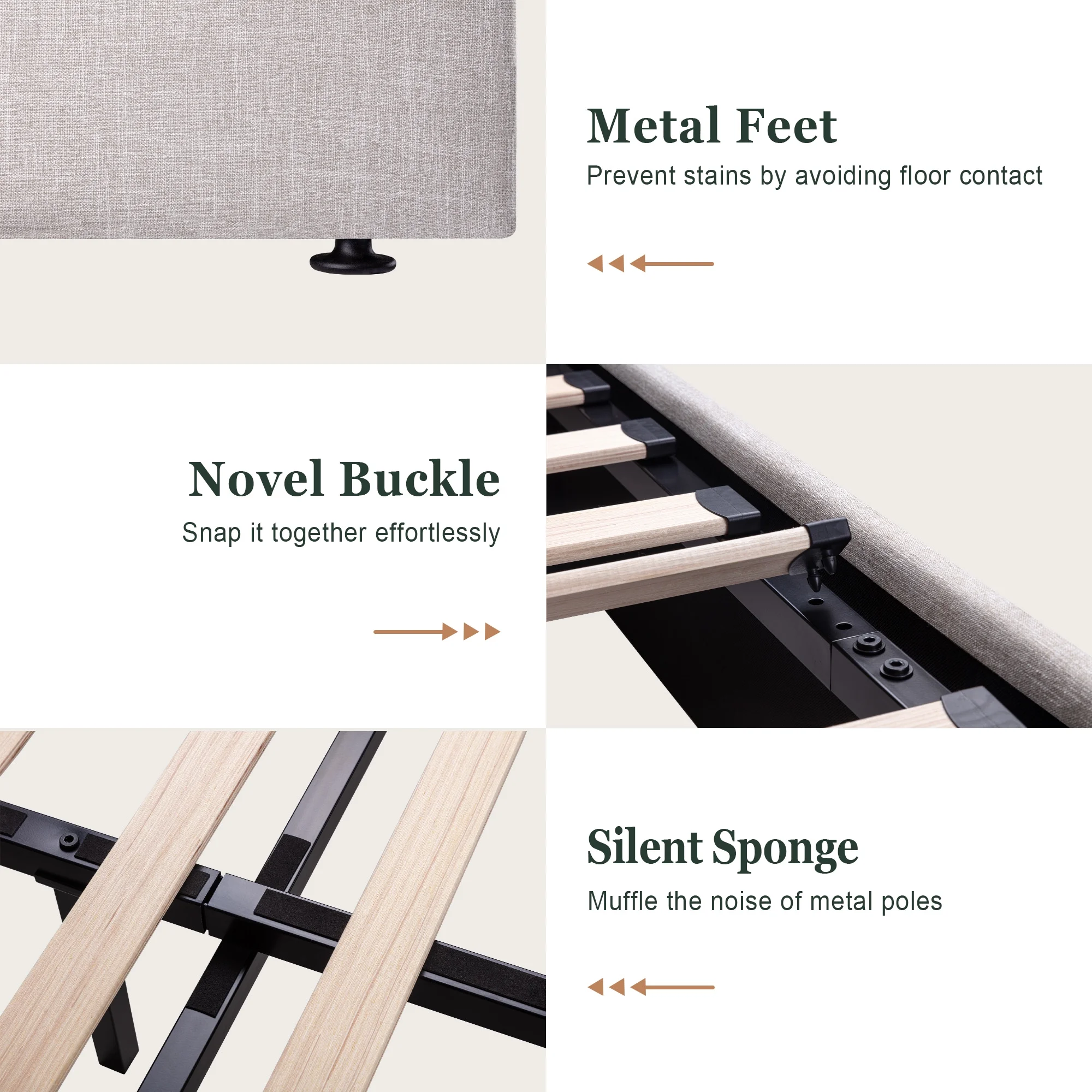 Amolife King Size Upholstered Lift up Storage Platform Bed Frame with Channel Wingback Headboard, Beige, Adult - Inhomebuy