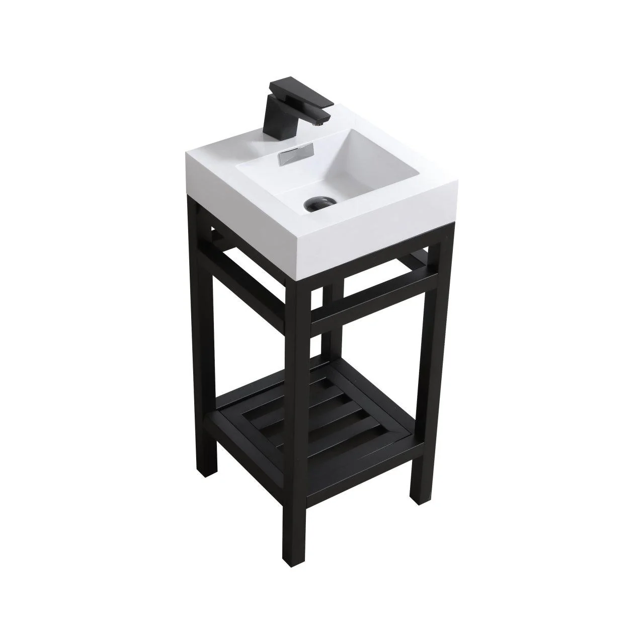KubeBath Cisco 16 in. Stainless Steel Console with Acrylic Sink - Matt Black, AC16-BK - Inhomebuy