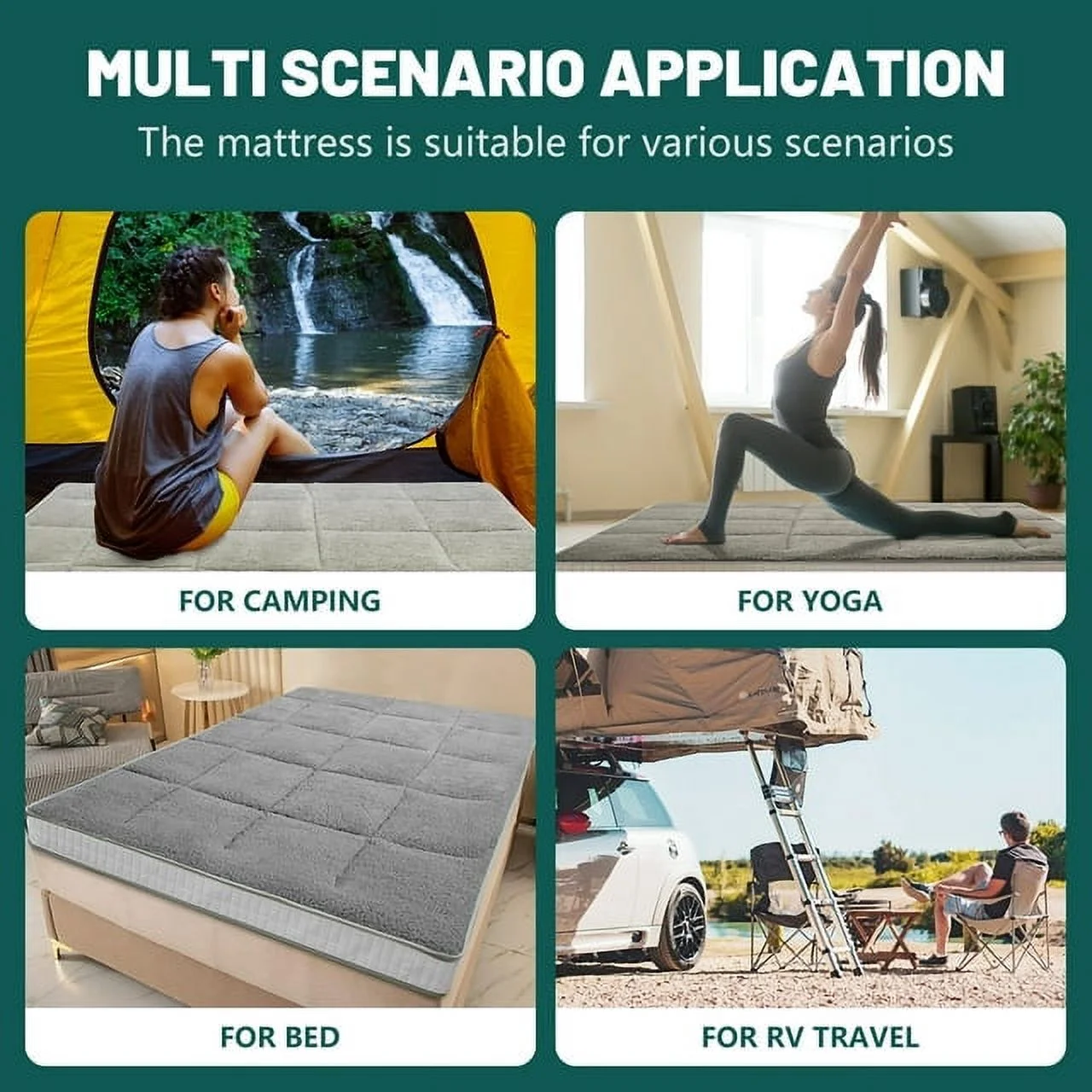 ABORON Japanese Floor Mattress, Upgraded Reversible Winter Futon Mattress Foam Mattress, 4