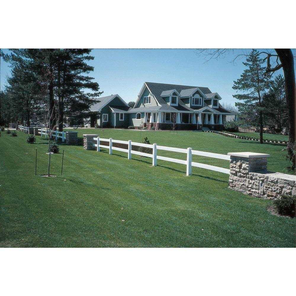 Outdoor Essentials 5 in. x 5 in. x 5 ft. Tan Vinyl Ranch 2-Rail Fence Post - Inhomebuy