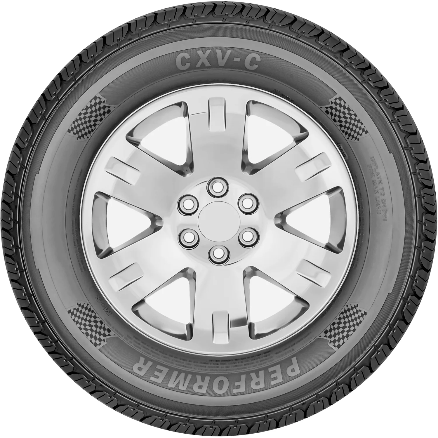 Tire Performer CXV-C 245/75R16 Load E 10 Ply Van Commercial - Inhomebuy