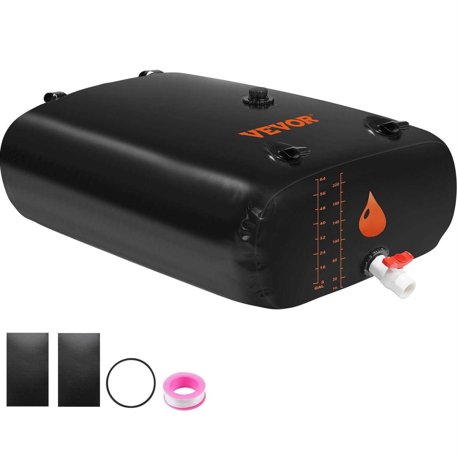 VEVOR Portable Water Storage Bladder Large Capacity Water Storage Containers,1000D PVC Water Bladder Including Spigots and Overflow Kit - Inhomebuy