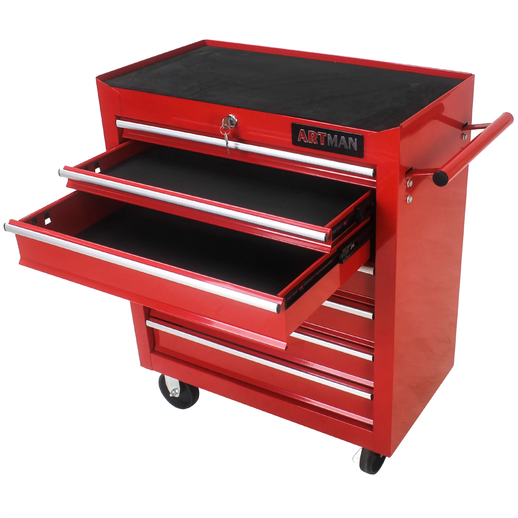 7 Drawers Rolling Tool Chest Cabinet with Wheels, Tool Storage Cabinet and Tool Box Organizer for Garage Warehouse Workshop, Red - Inhomebuy