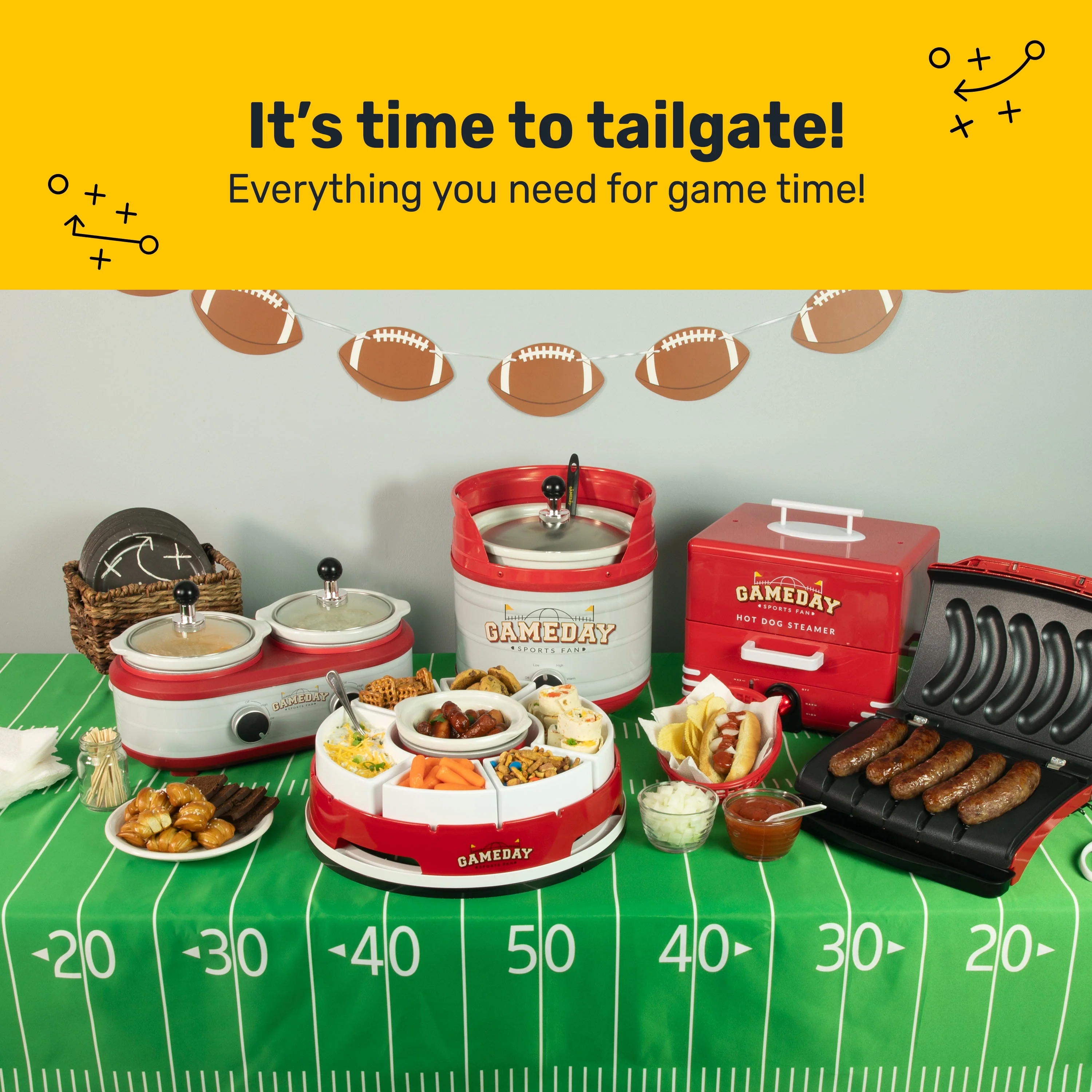 Game Day Lazy Susan Appetizer Server - Inhomebuy