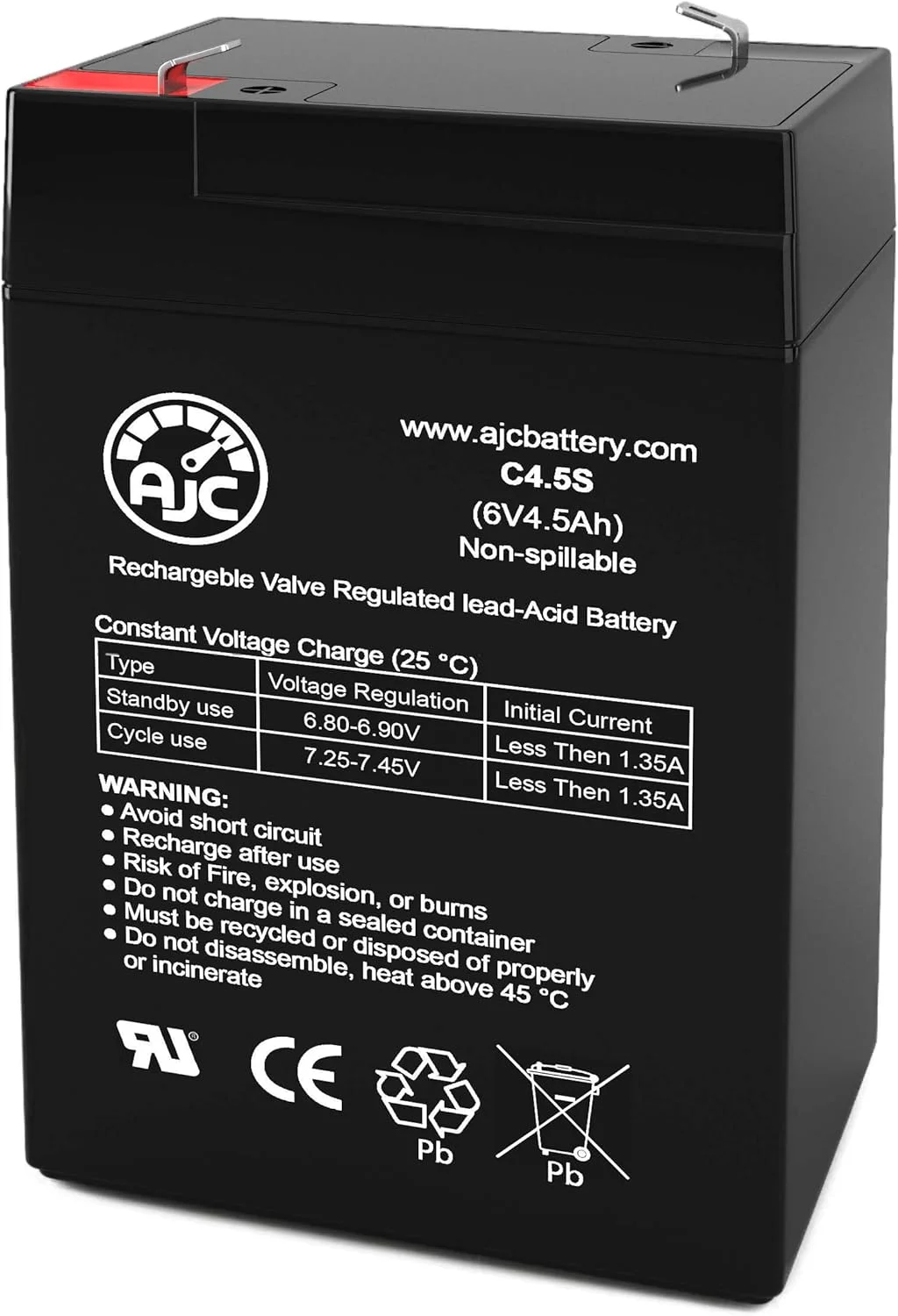 Power Patrol SLA0905 6V 4.5Ah Sealed Lead Acid Battery - This Is an AJC Brand Replacement - Inhomebuy