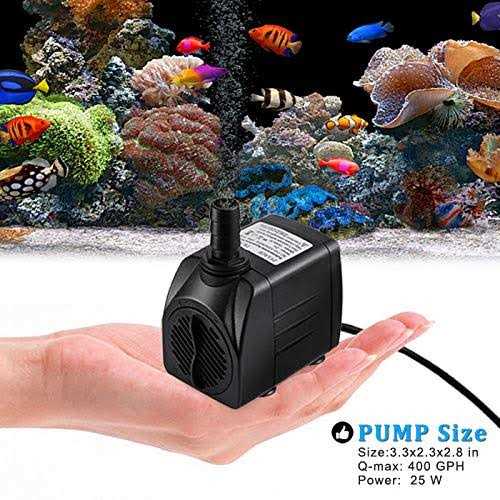 PULACO 10Watt 160GPH Submersible Fountain Pump wiht LED Light for Water Feature - Inhomebuy