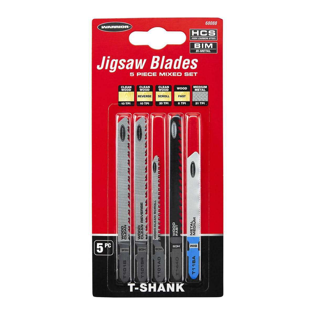 Warrior T-shank General Purpose Jig Saw Blade Set - Inhomebuy