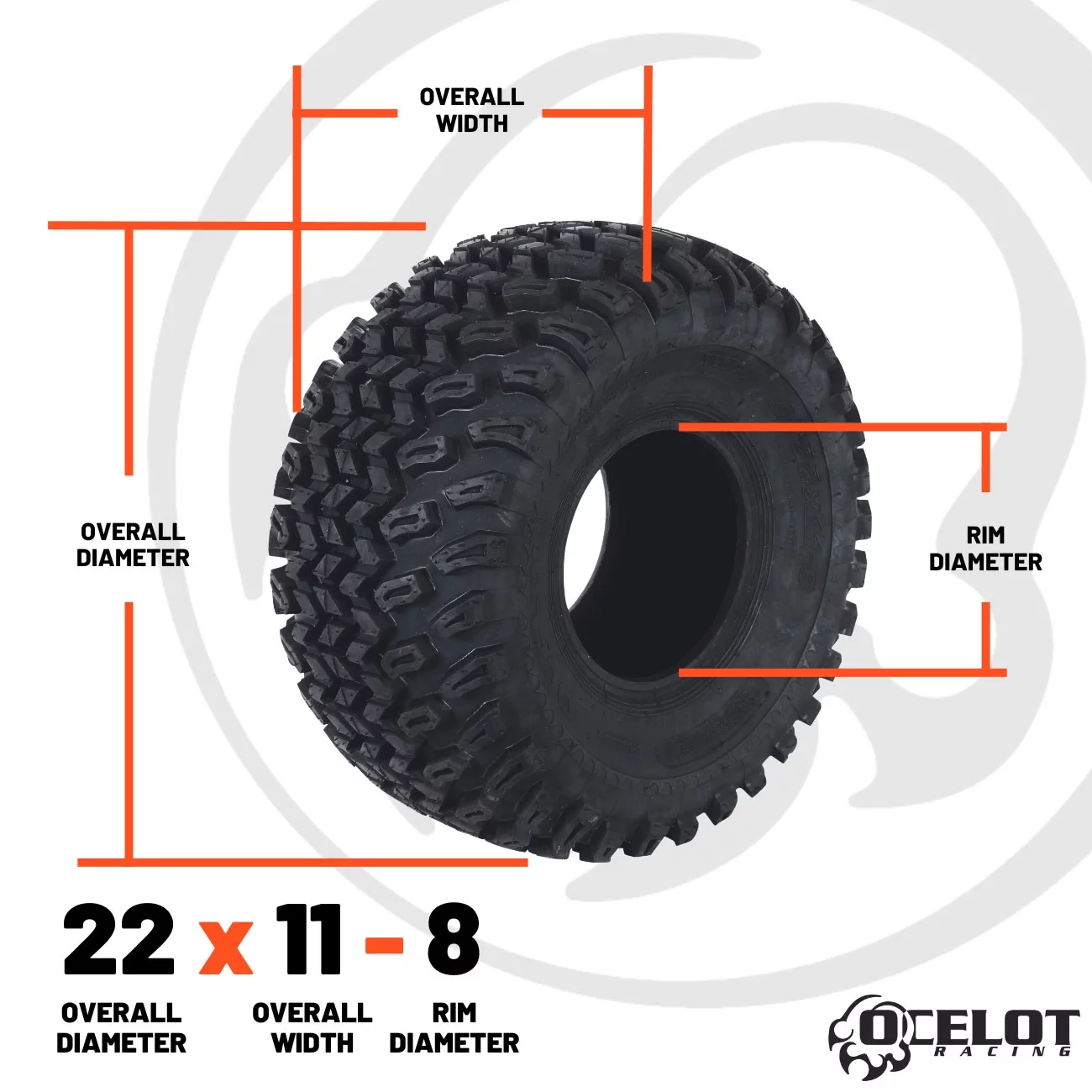 22x11-8 P334 4-PLY GOLF CART OCELOT TIRES (SET OF 2) - Inhomebuy