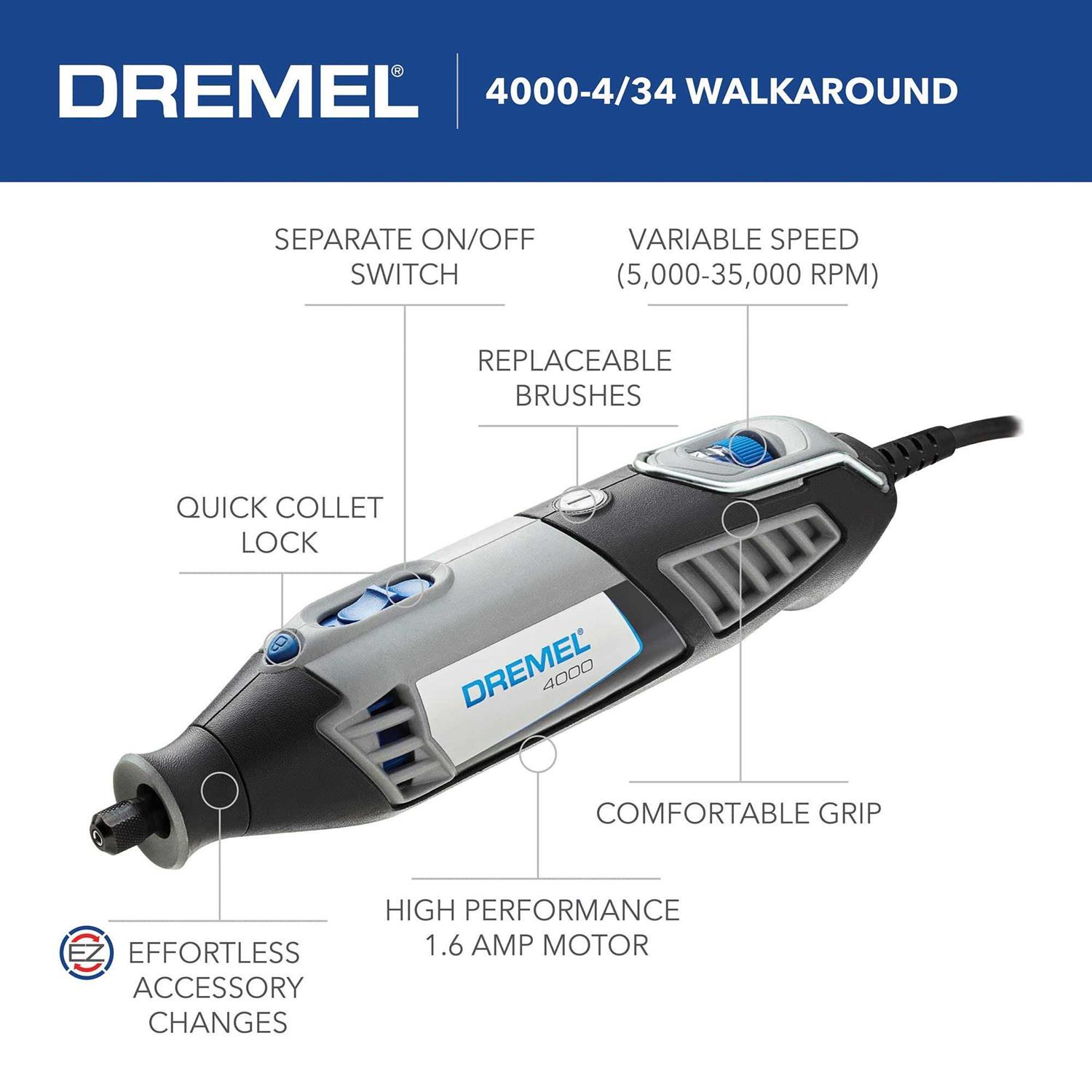 Dremel 4000-4/34 High Performance Rotary Tool Kit with Variable Speed Rotary 4 - Inhomebuy