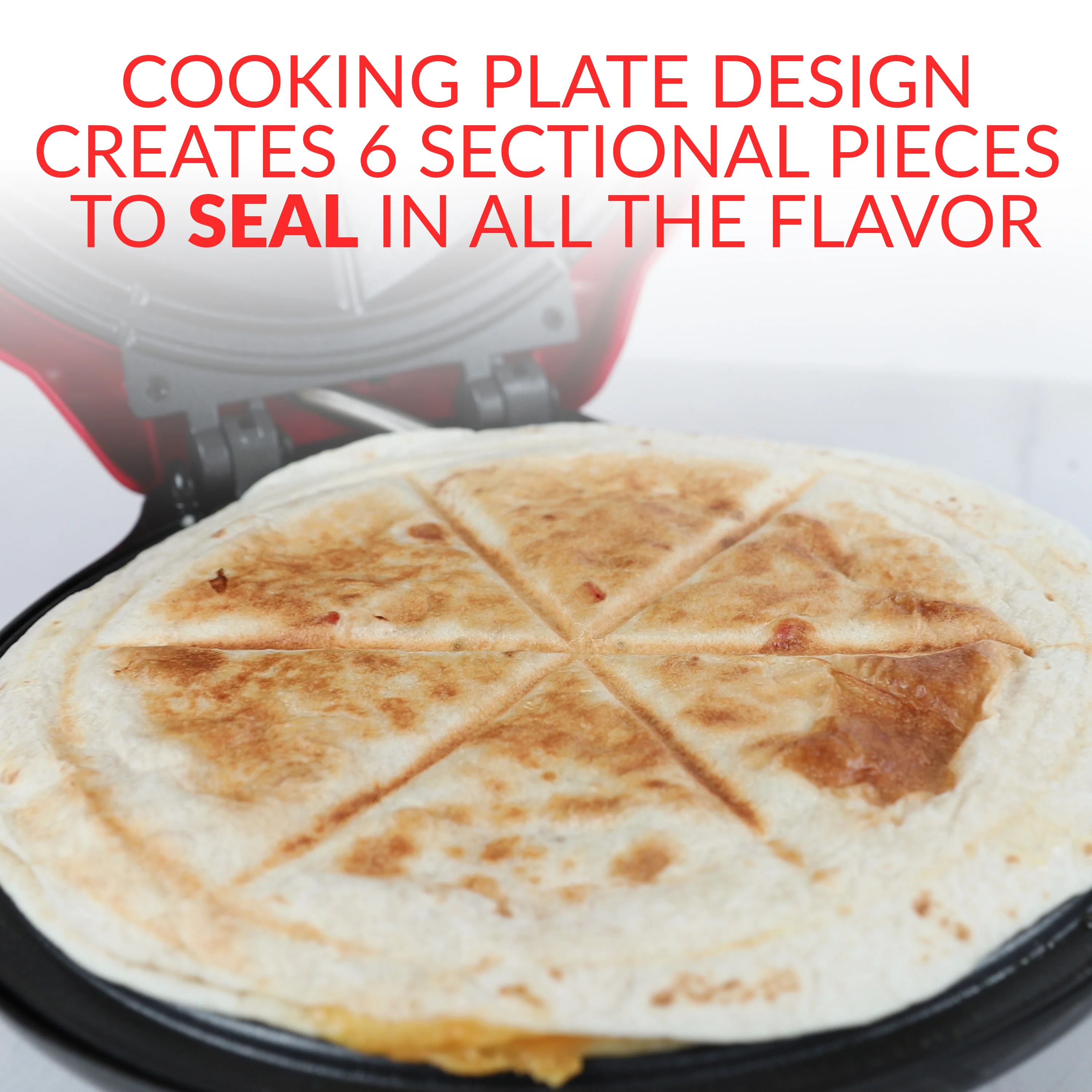 Taco Tuesday Deluxe 10-Inch 6-Wedge Electric Quesadilla Maker with Extra Stuffing Latch - Inhomebuy