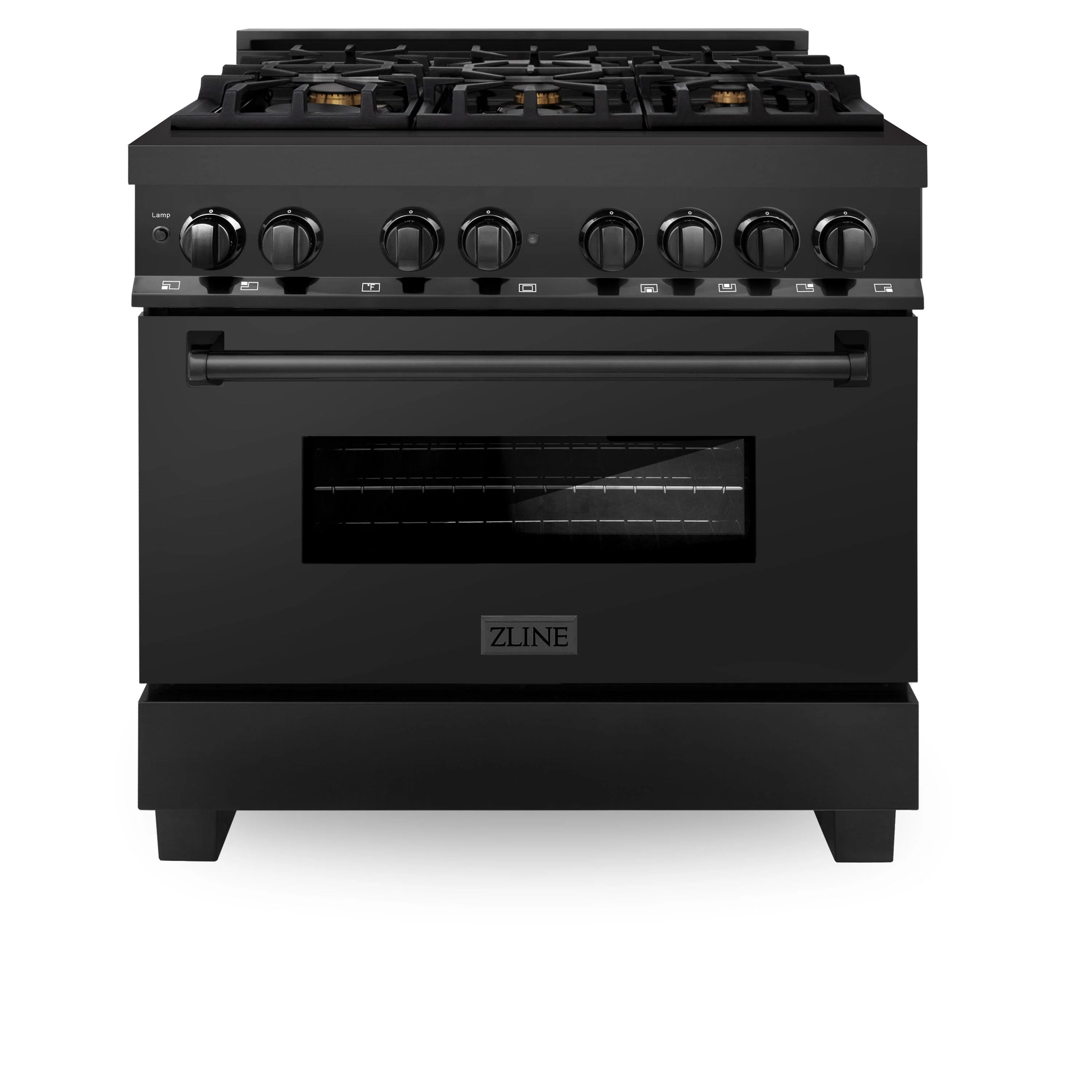 ZLINE 36 in. Professional Gas Burner/Electric Oven in Black Stainless Steel with Brass Burners, RAB-BR-36 - Inhomebuy