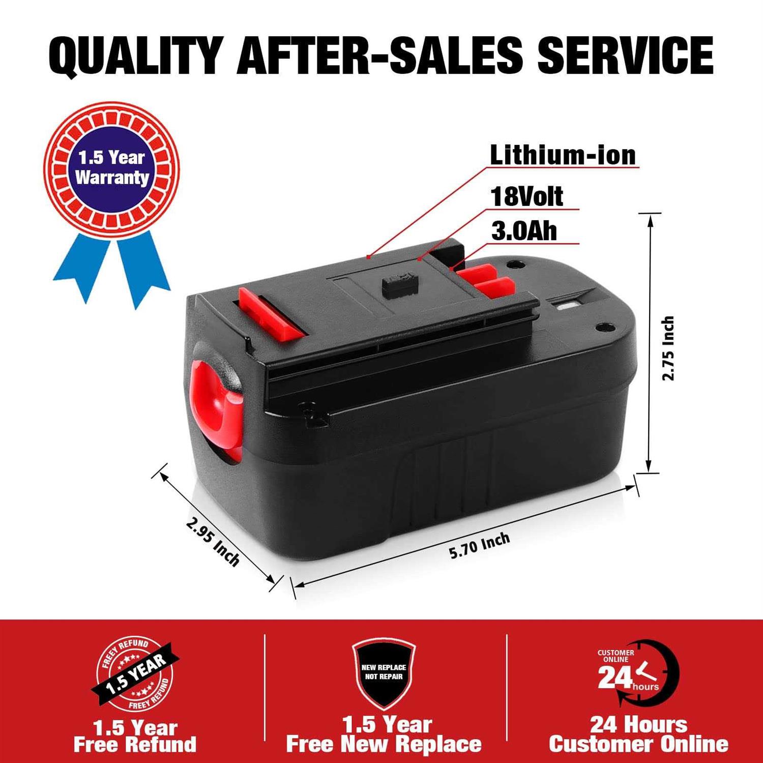 DSANKE 2pack DSANKE replacement for black and decker 18 volt 3.0ah lithium-ion Battery for 244760-00 HPB18 Battery a1718 a18 a18e hp - Inhomebuy