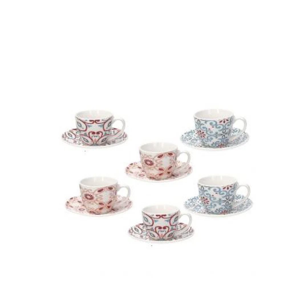 Iris Ribeira Coffee Cup & Saucer Set 6 - Inhomebuy