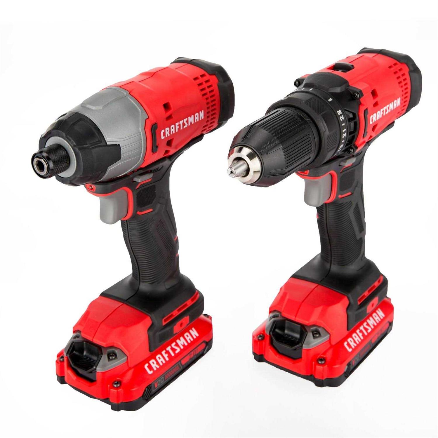 Craftsman V20 2-Tool 20-Volt Max Lithium Ion (Li-Ion) Cordless Combo Kit Cmck200c2-10Lw - Inhomebuy
