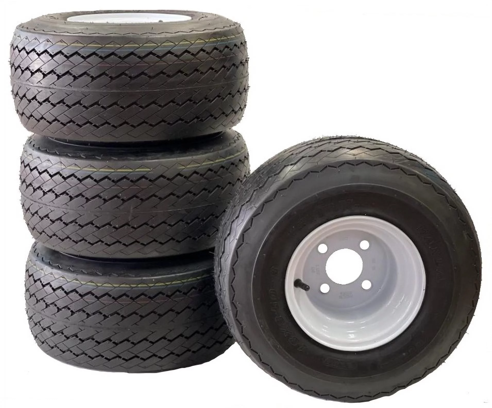 4-Pk Golf Cart Tire Rim Mounted 18-850-8 18X8.50-8 18 x 8.5 x 8 White 4 Lug Hole - Inhomebuy