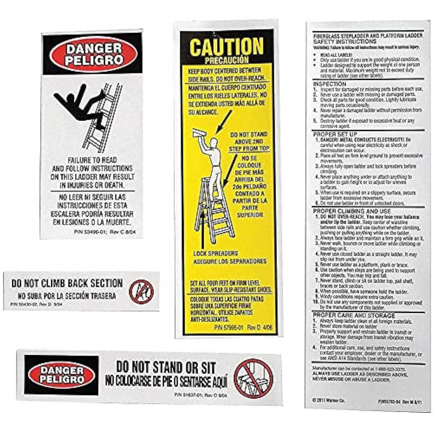 Werner 300 LB Fiberglass Step Ladder Label Kits - Inhomebuy