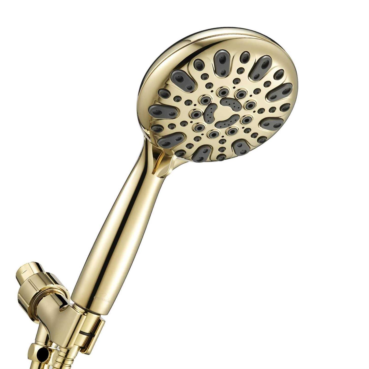 Couradric Handheld Shower Head, 6 Spray Setting High Pressure Shower Head with Brass Swivel Ball Bracket and Extra Long Stainless Steel Hose - Inhomebuy