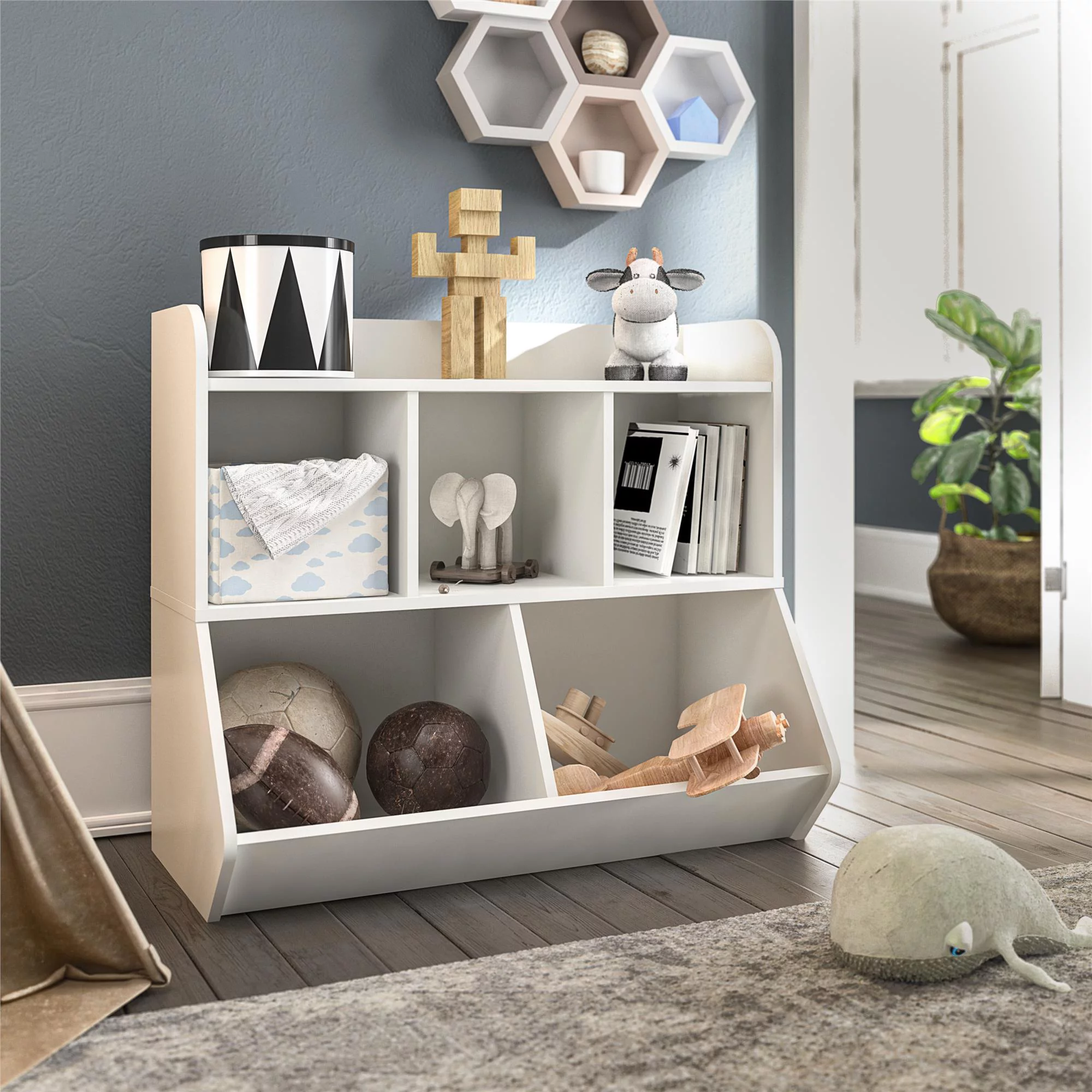 Ameriwood Home Charli Kids Toy Storage Bookcase, Navy - Inhomebuy