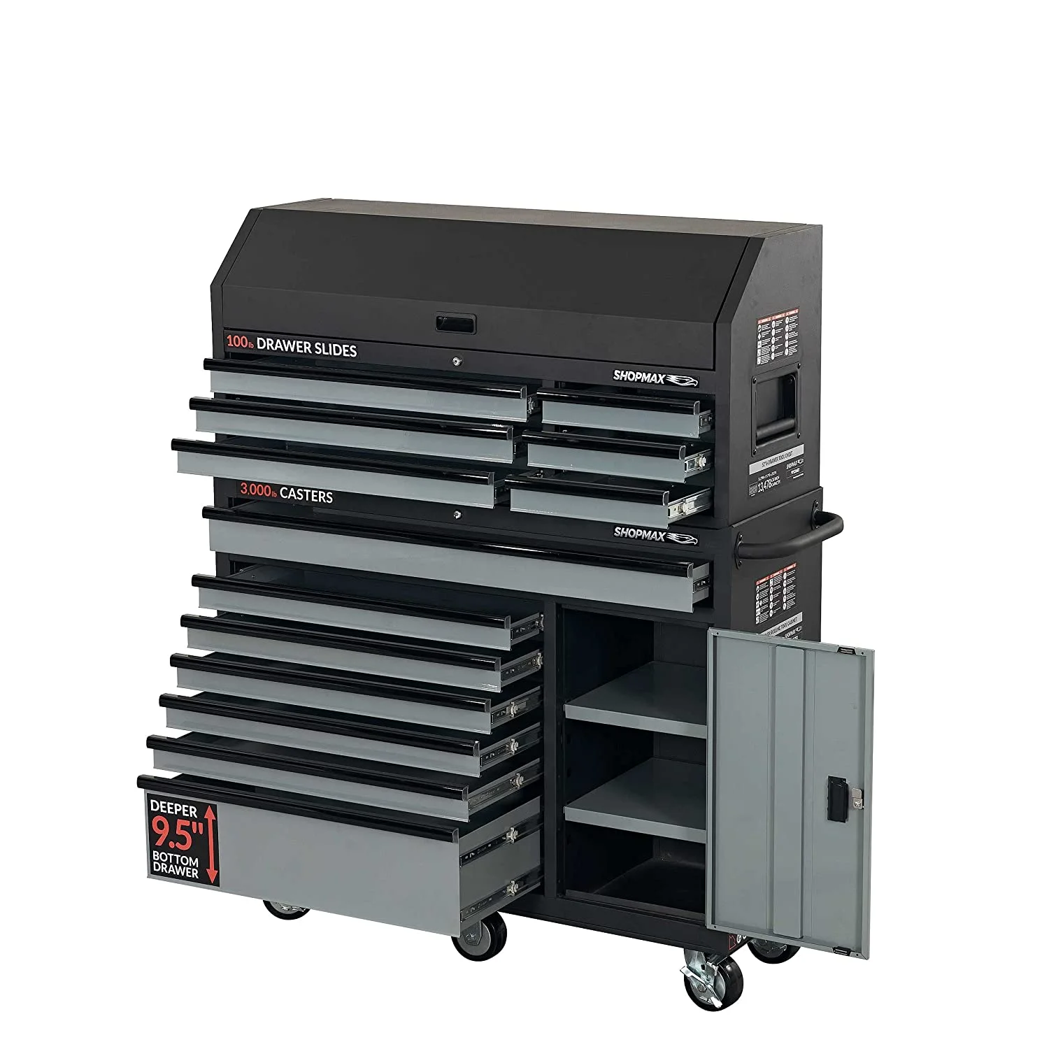 52 in. 13-Drawer + 1 Door Tool Chest and Rolling Cabinet Combo - Inhomebuy
