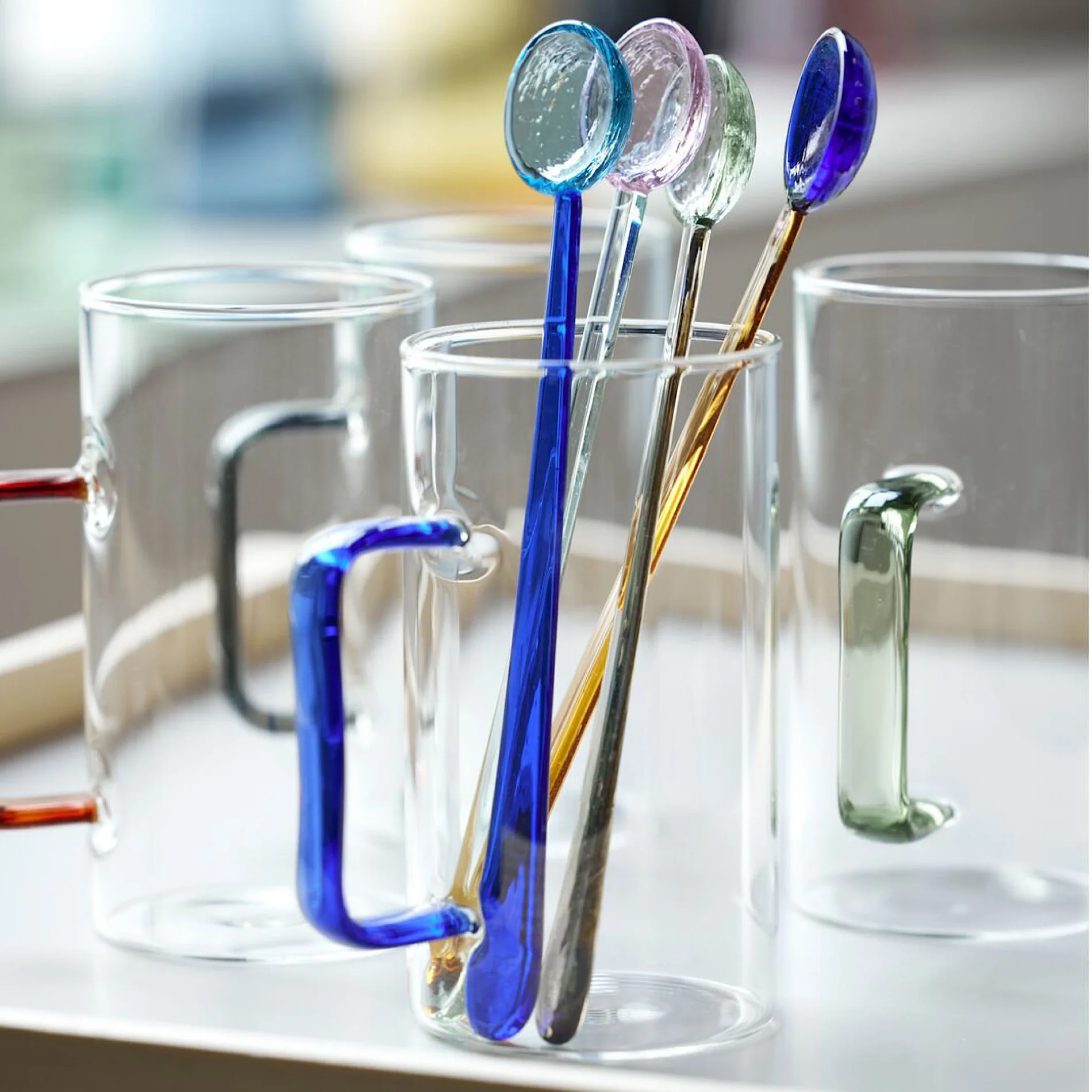 Glass Mug Torino 35 cl 4pcs Assorted - Inhomebuy