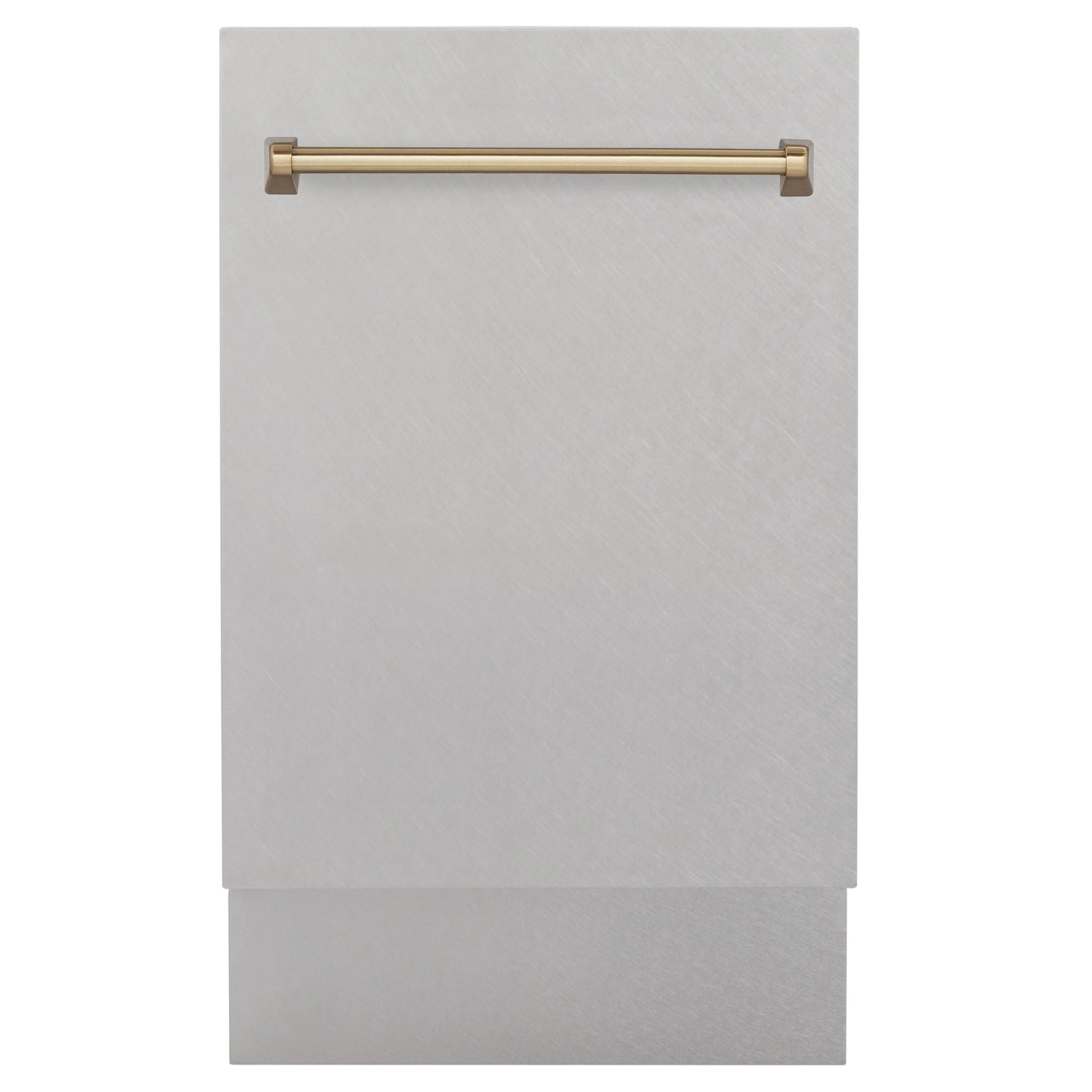 ZLINE Autograph Series 18 In. Dishwasher in DuraSnow® Stainless Steel with Champagne Bronze Handle, DWVZ-SN-18-CB - Inhomebuy