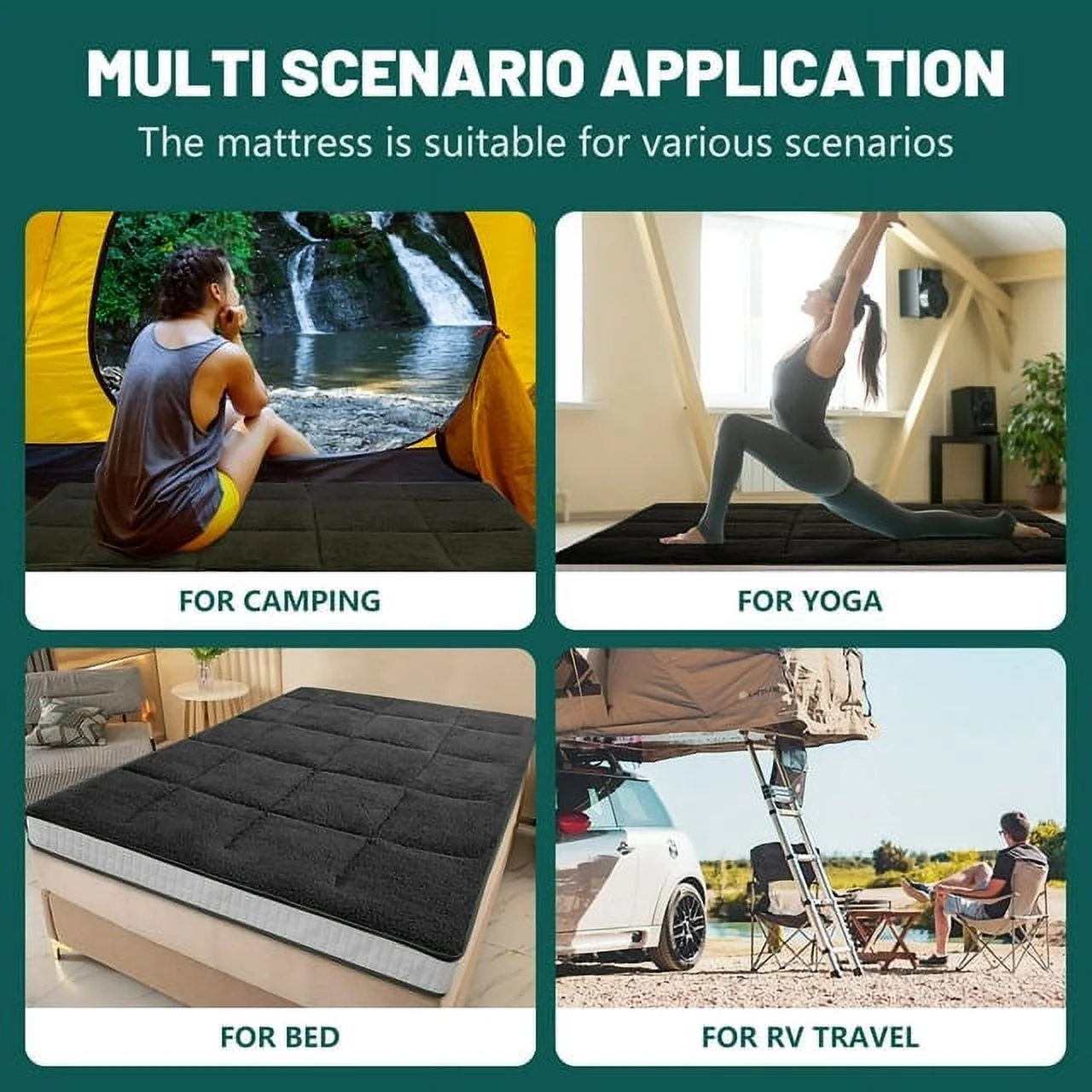 ABORON Japanese Floor Mattress, Upgraded Reversible Winter Futon Mattress Foam Mattress, 4