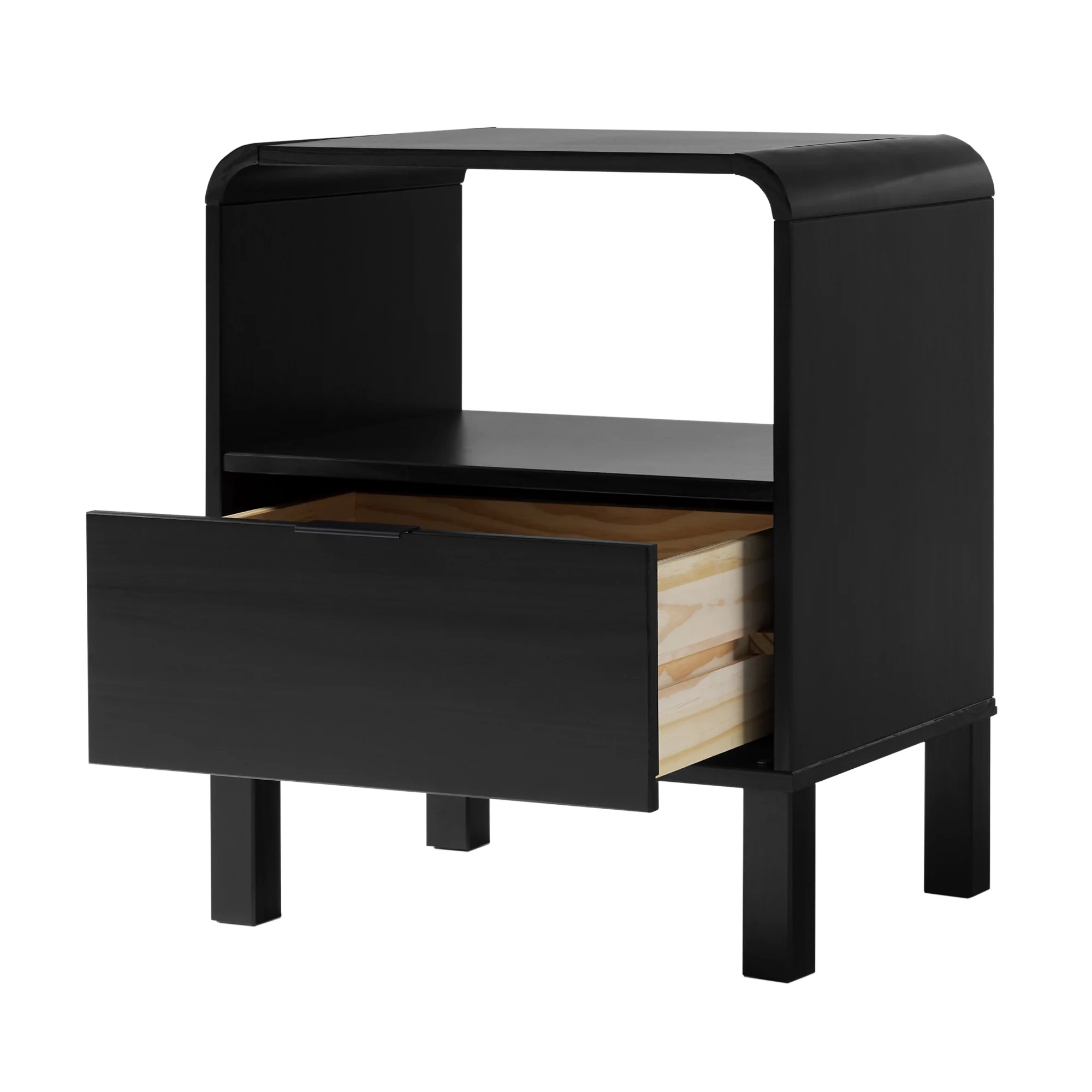 Walker Edison Modern Curved-Frame Solid Wood Nightstand, Brown - Inhomebuy