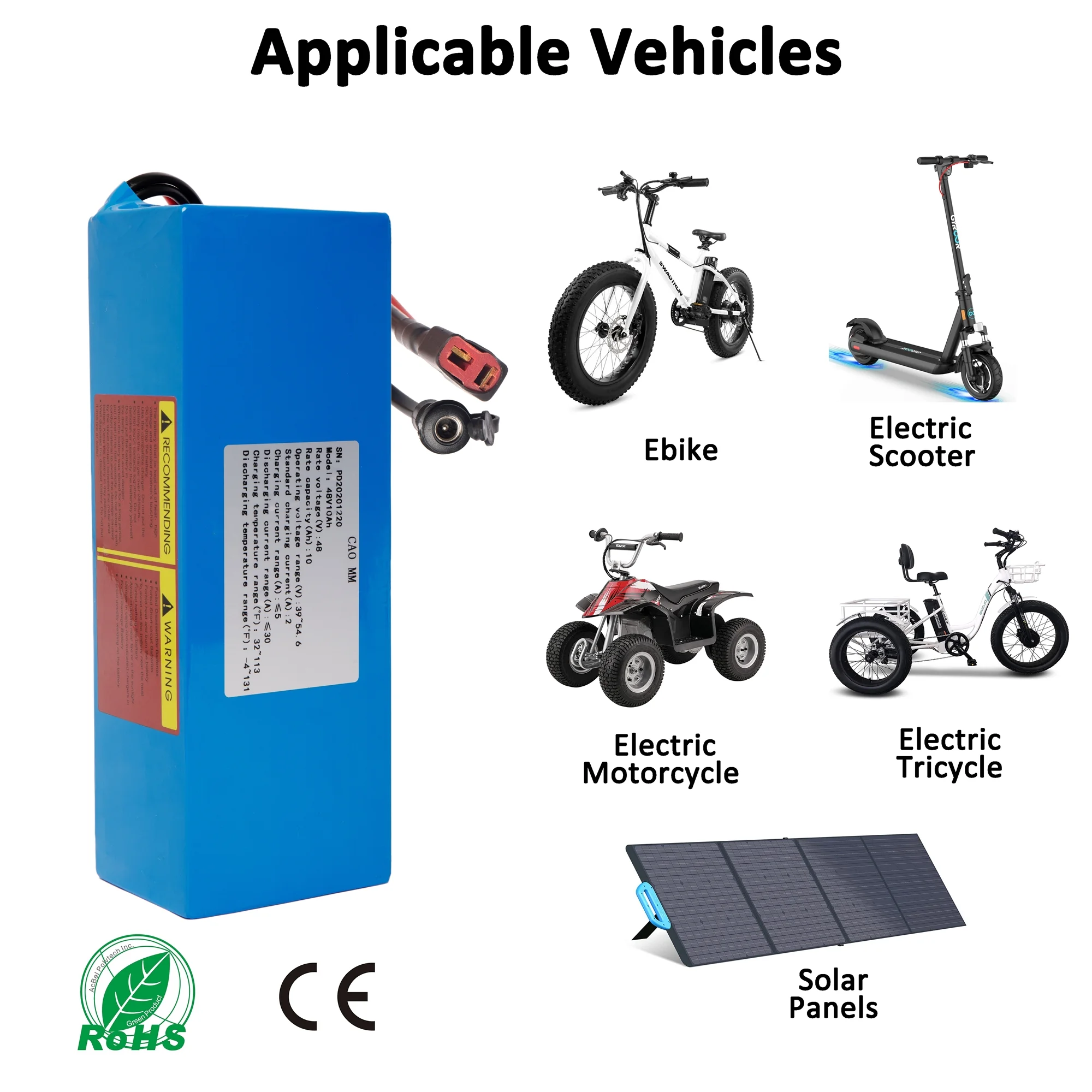 48V 10Ah Ebike Battery with Charger XT90 48V Scooter Lithium Battery for 1000W Electric Bike Motor - Inhomebuy