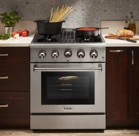 Thor Kitchen 30 in. Natural Gas Burner/Electric Oven Range in Stainless Steel, HRD3088U - Inhomebuy
