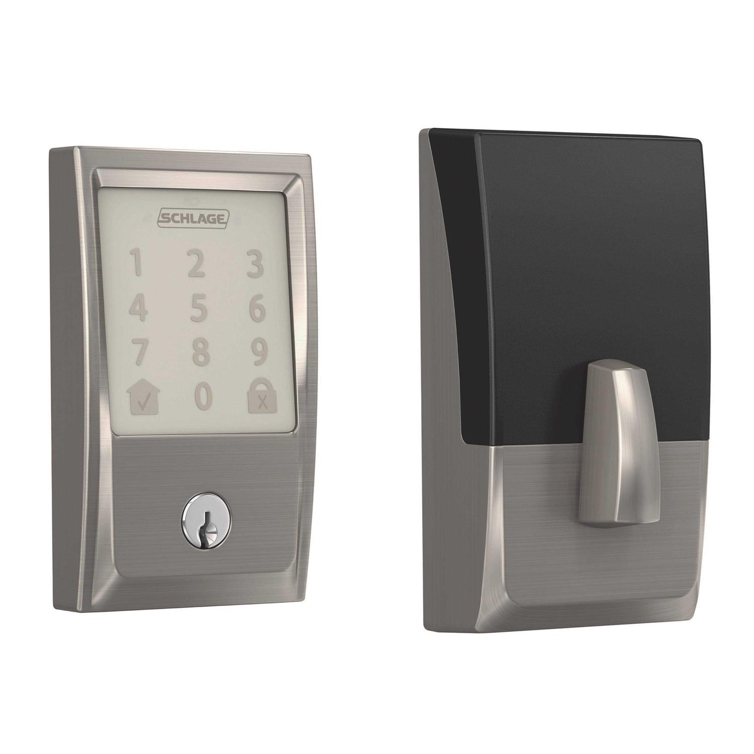 Schlage Encode Smart Wifi Deadbolt with Satin Nickel Century Trim - Inhomebuy