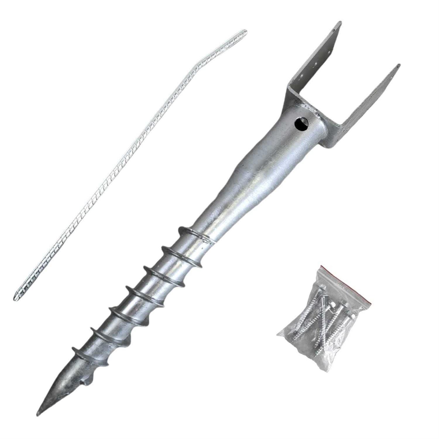 United Premium No Dig Ground Anchor U-Model Screw in Post Stake - Inhomebuy