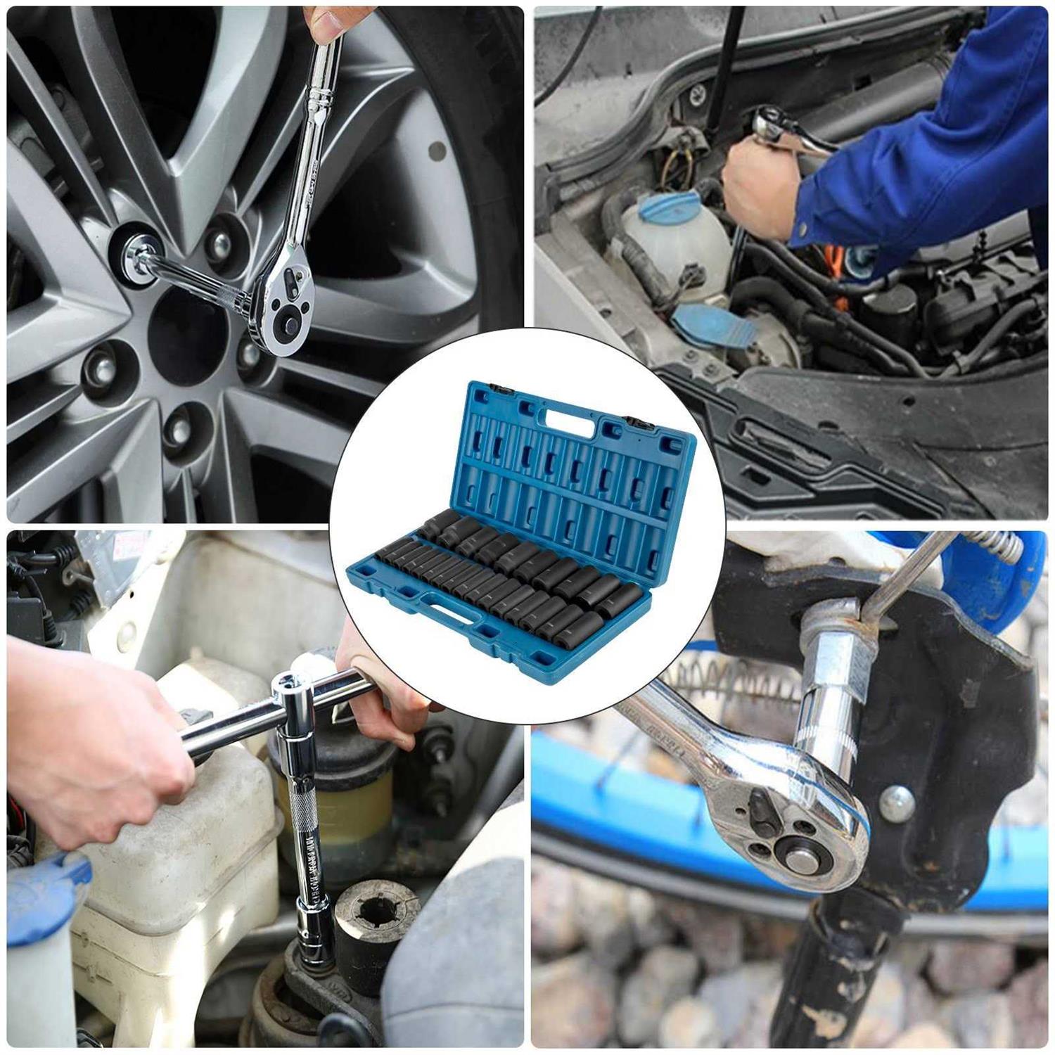 VEVOR Impact Socket Set 1/2 Inches 19 Piece Impact Sockets - Inhomebuy