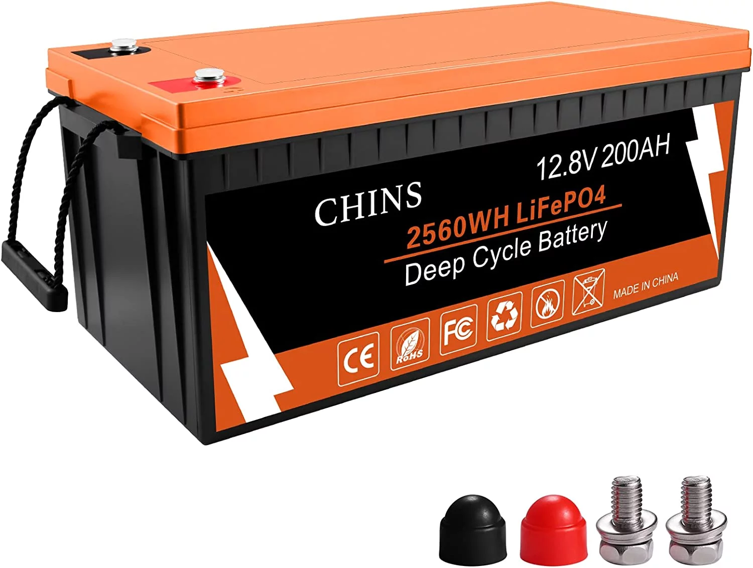 CHINS Smart LiFePO4 Lithium Iron Battery 12.8V 100Ah for Boat Fishing - Inhomebuy