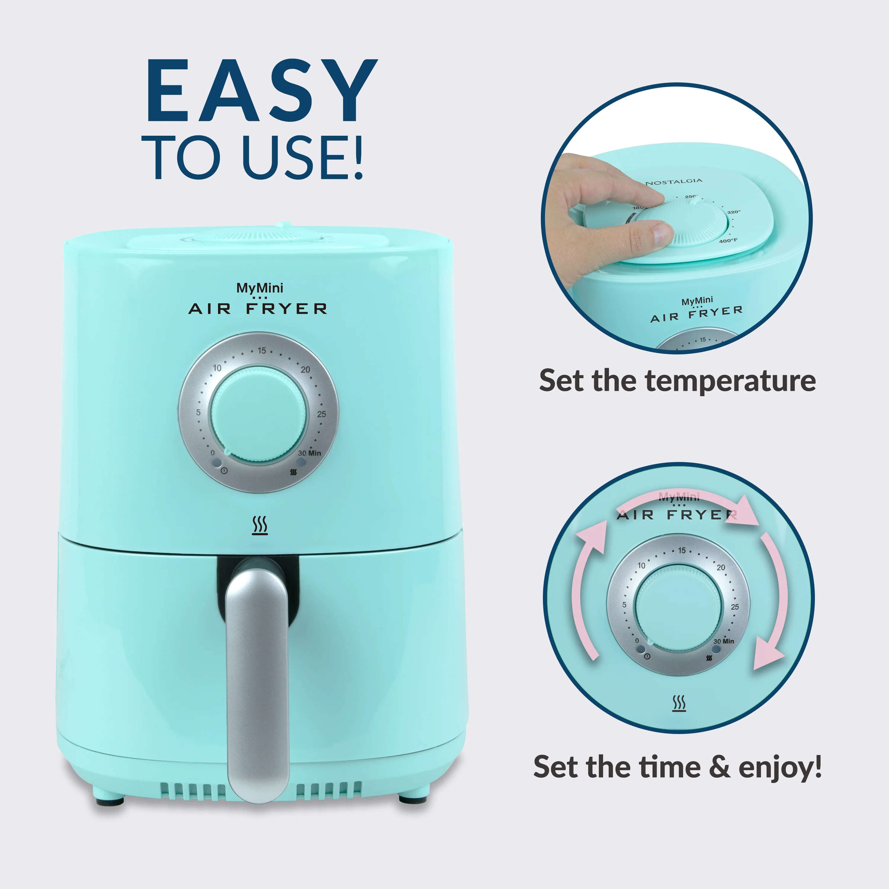 MyMini Personal 1-Quart Air Fryer, Aqua - Inhomebuy