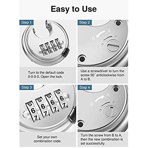 Puroma Combination Lock 4 Digit Disc Padlock with Hardened Steel Shackle - Inhomebuy