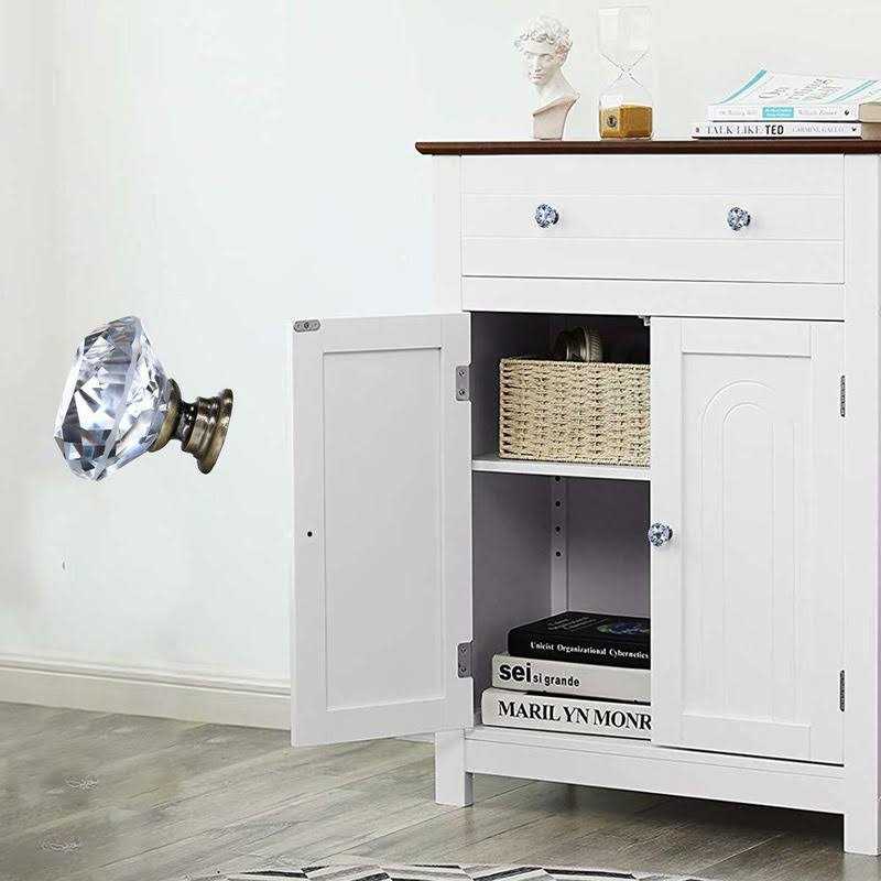 DeElf 12 PCS Clear Crystal Glass Drawer Cabinet Pulls Knobs Diamond Shape Decorative for Kitchen - Inhomebuy