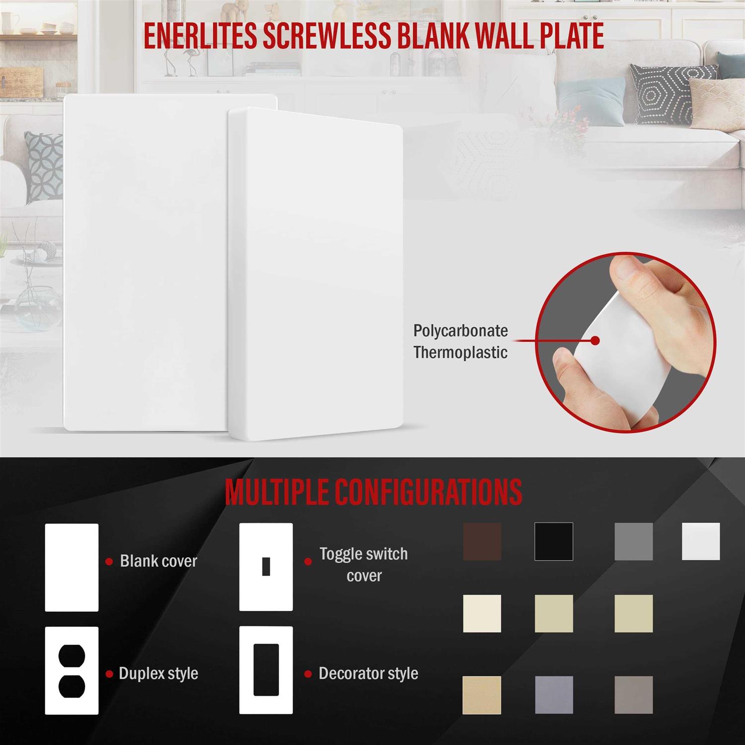 Enerlites Duplex Outlet Receptacle Cover Screwless Wall Plate - Inhomebuy