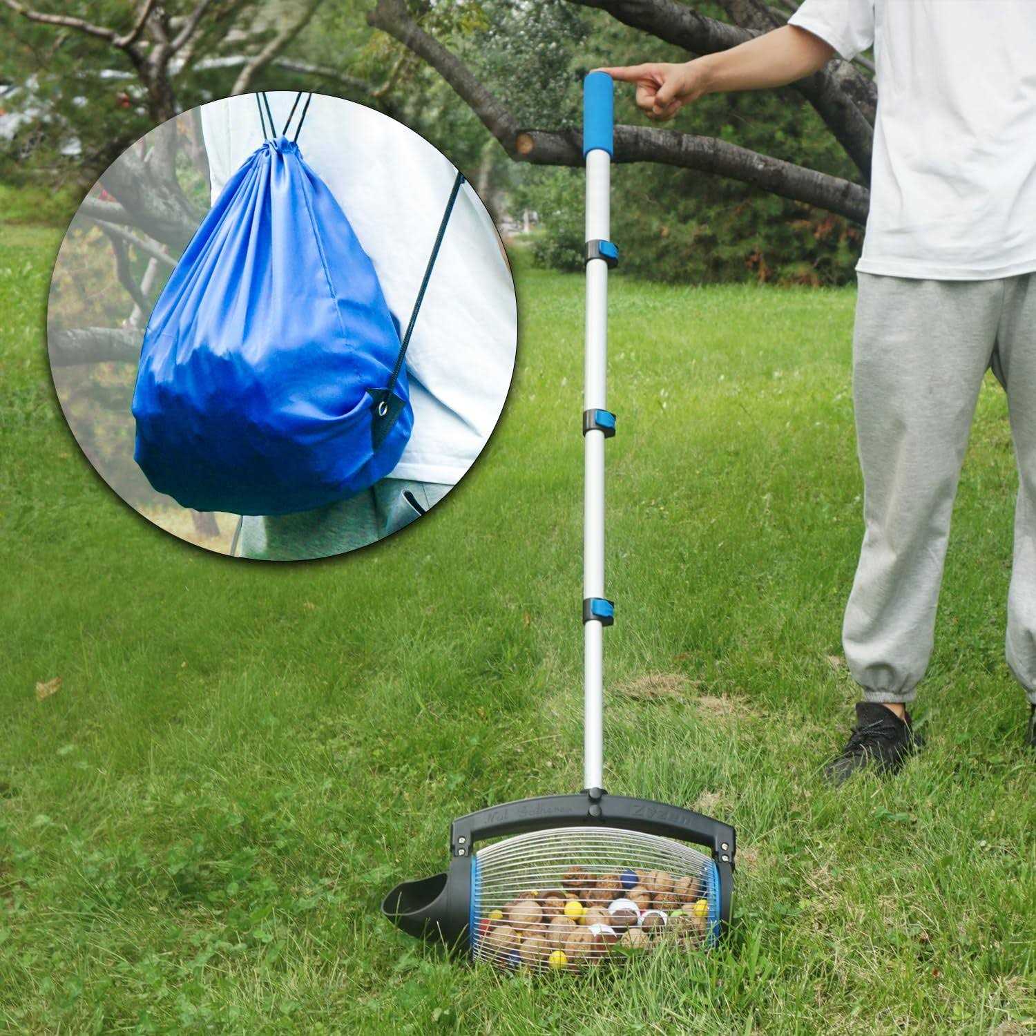 Zozen Nut Gatherer Fruit Collector Ball Picker Side Opening Dump Apply to Bigger Nuts - Inhomebuy