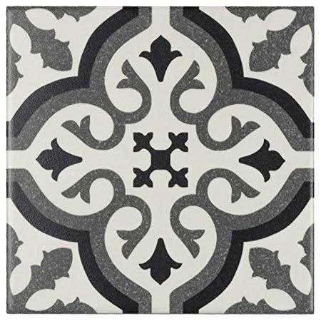 Mosaic Tile Outlet Deco Patterned Black Gray White Matte Porcelain Tile - Inhomebuy