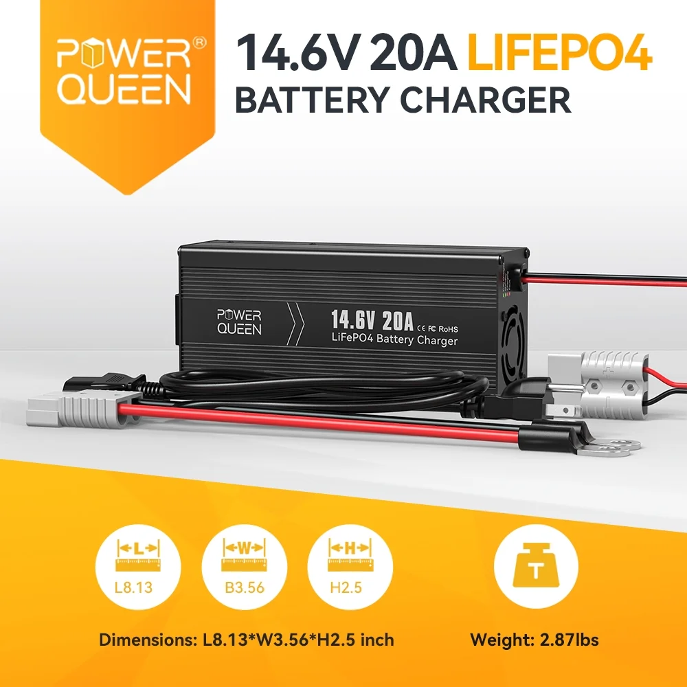 Power Queen 12V 200AH Plus LiFePO4 Deep Cycle Lithium Battery+Charger for RV Off-Grid Solar - Inhomebuy